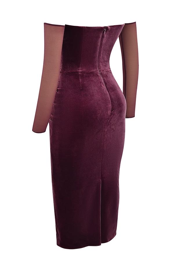 Leora  mulberry strapless midi dress Product Image