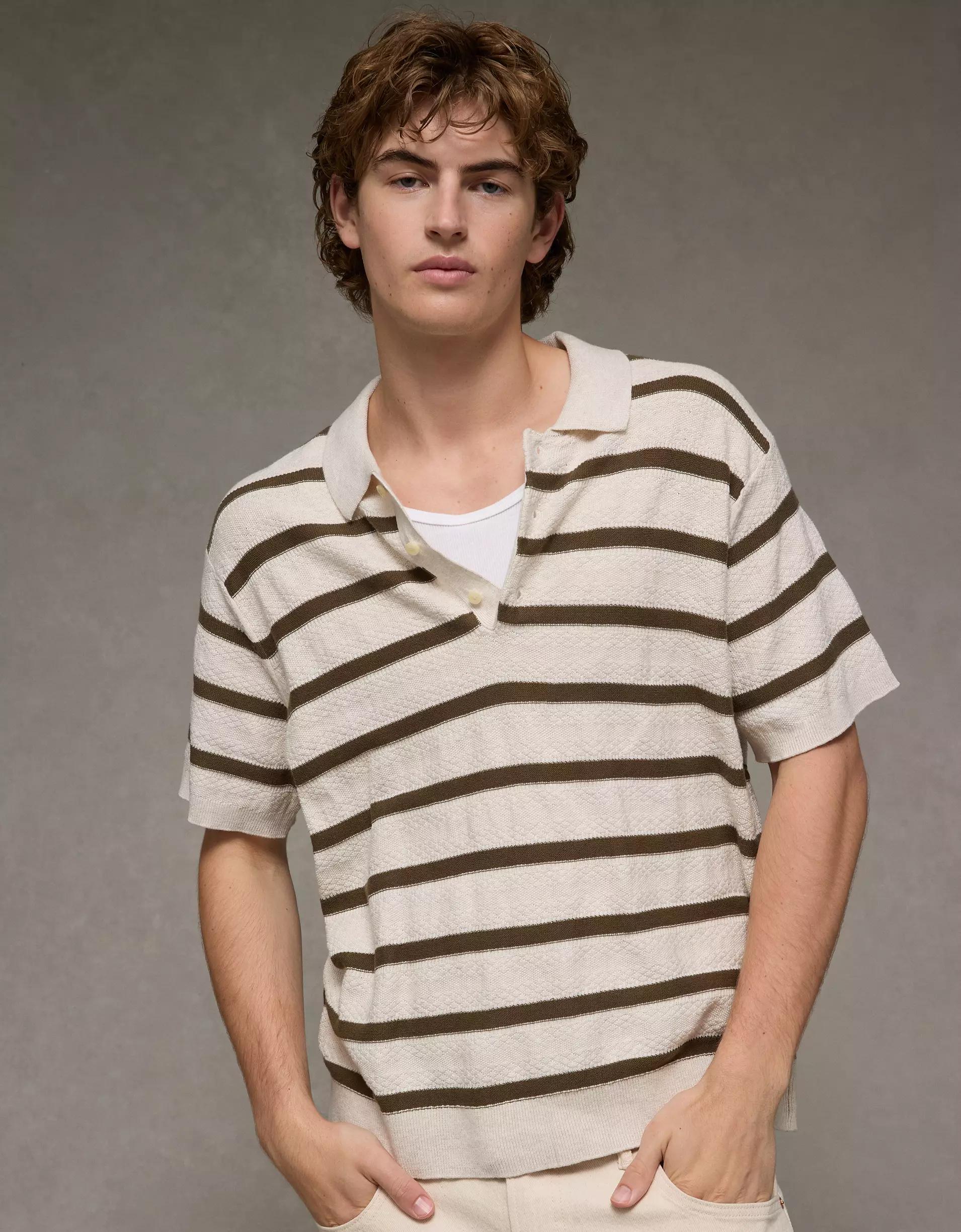AE Weekend Striped Sweater Polo Shirt Product Image