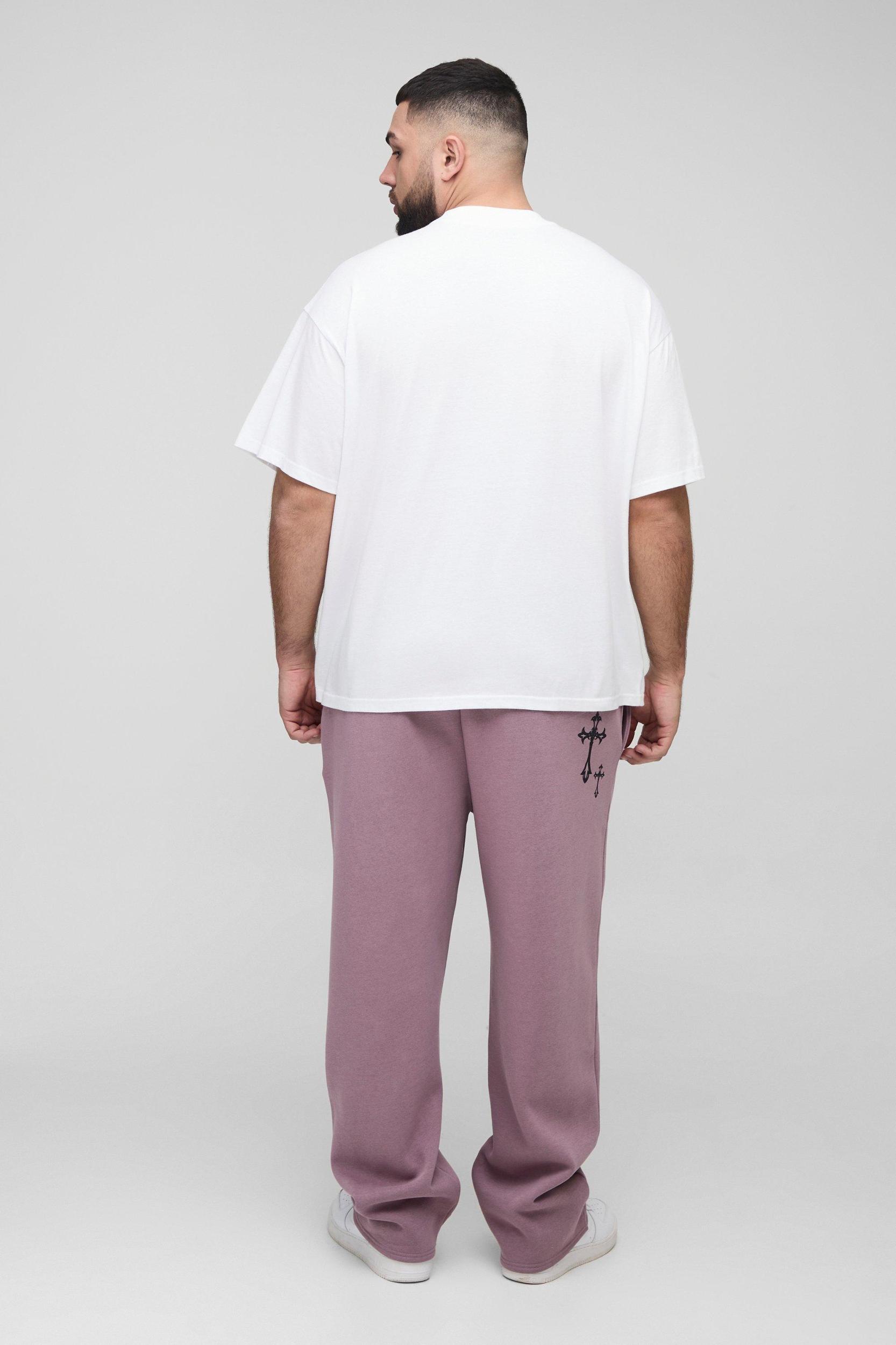 Plus Homme Cross Print Oversized Sweatpants | boohooMAN USA Product Image