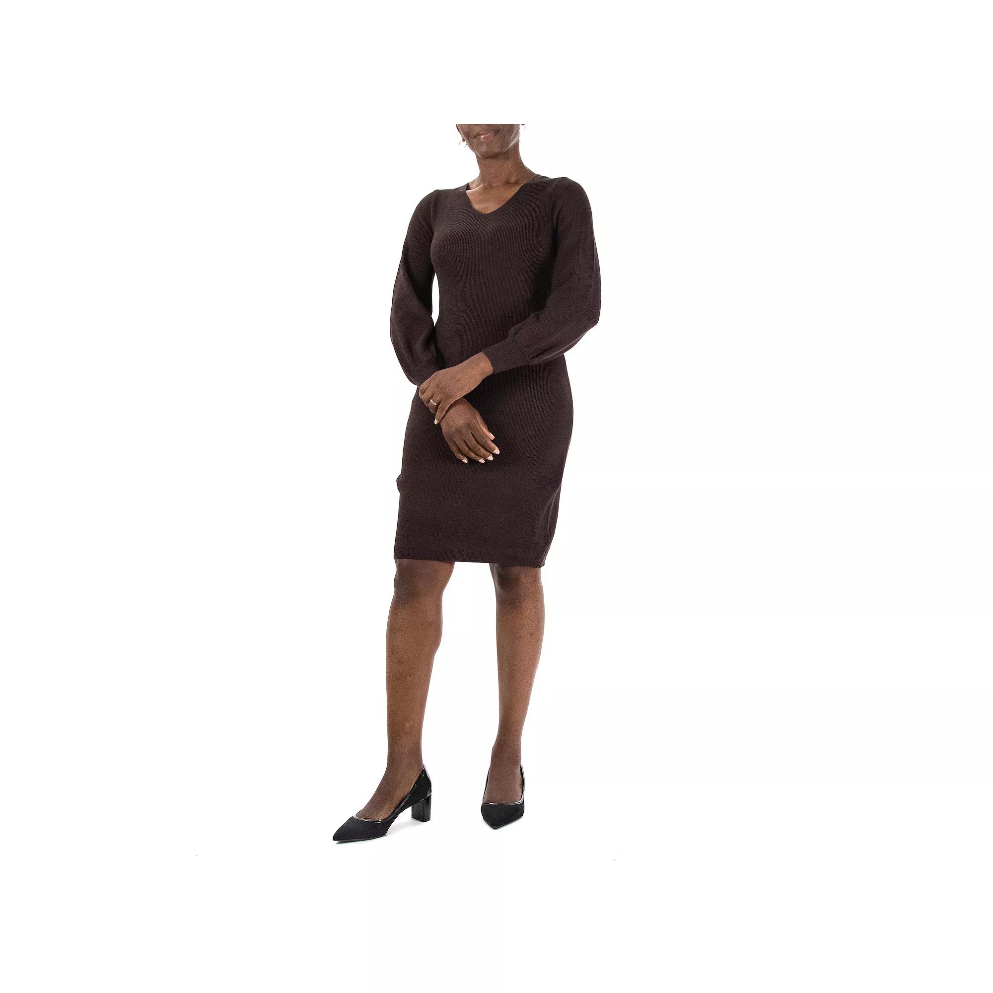 Women's Nina Leonard Balloon-Sleeve Sheath Sweater Dress,  Product Image
