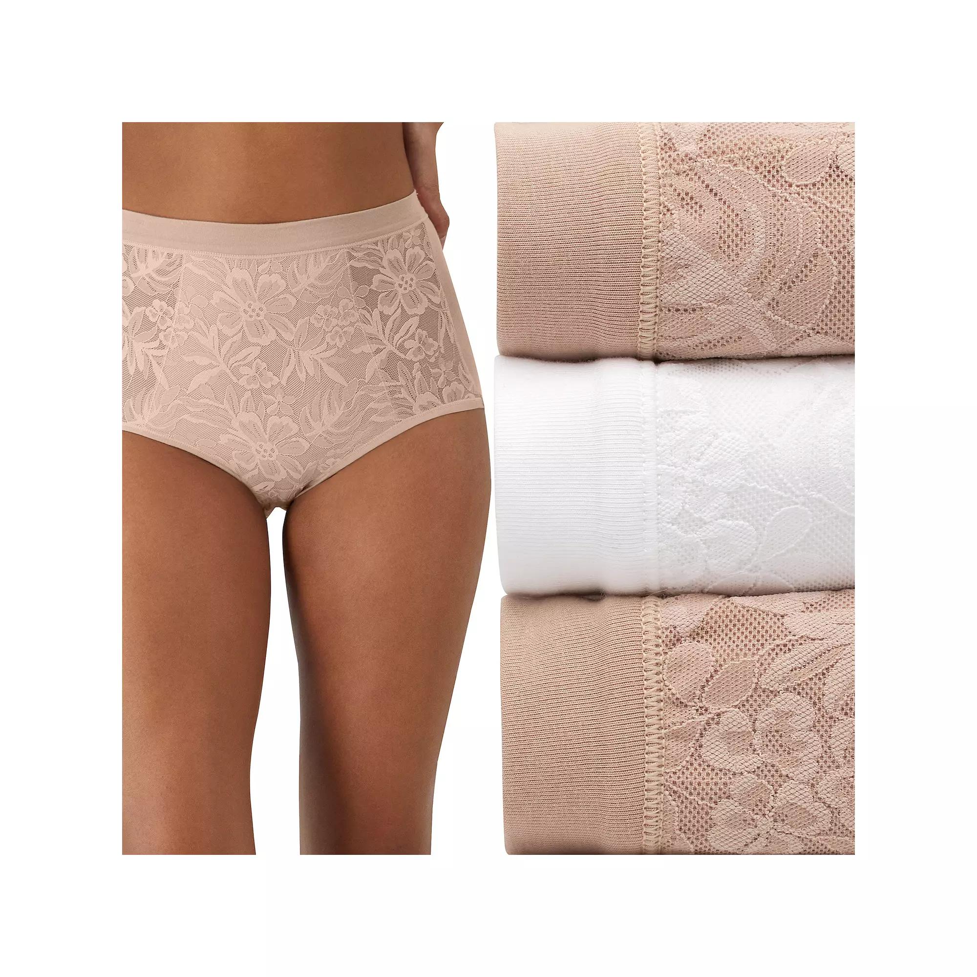 Bali Breathe Cotton Modal 3-Pack Lace High Rise Briefs DFCLB3, Women's,  Product Image