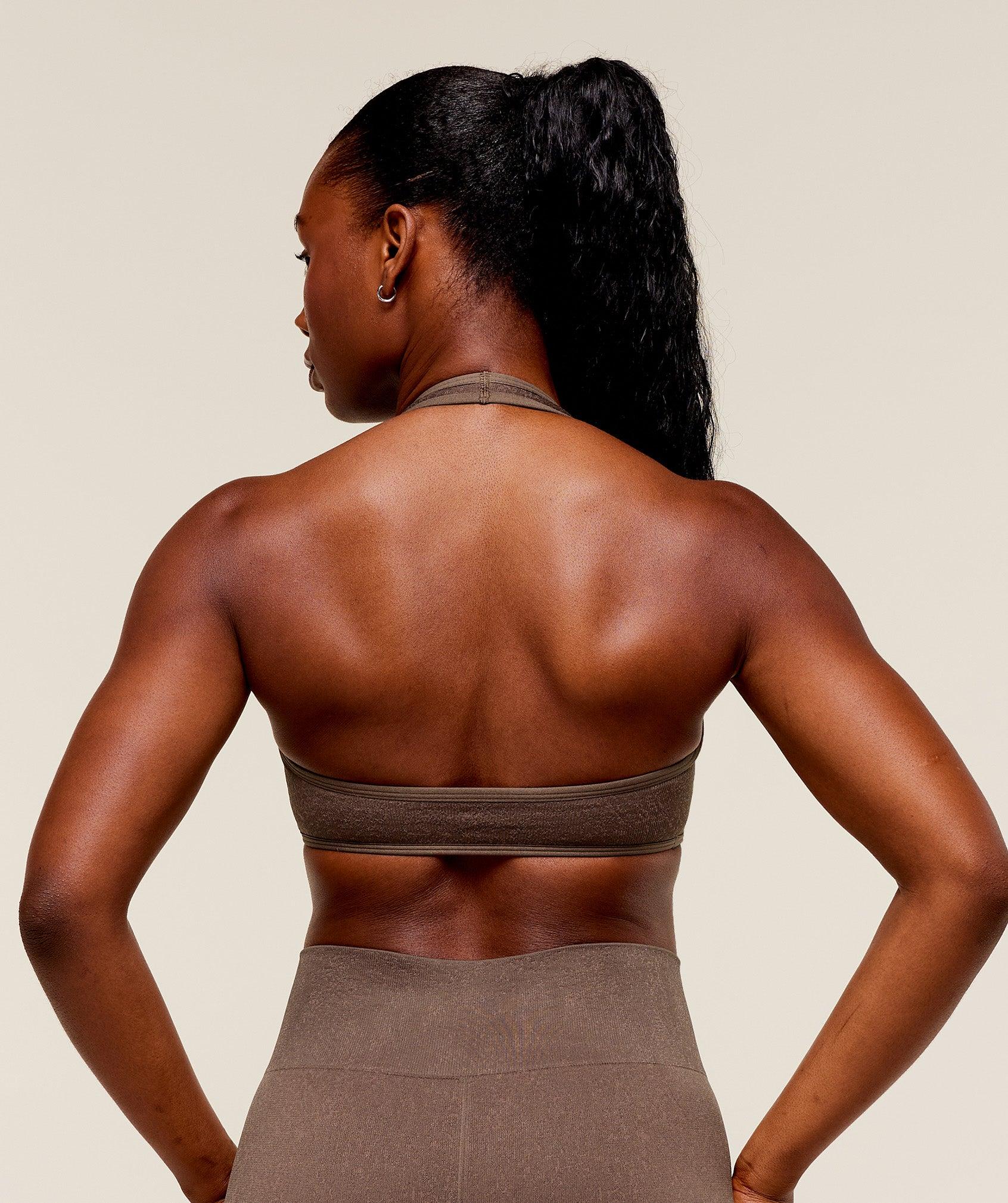 Gymshark Adapt Fleck x Whitney Halterneck Sports Bra - Soft Brown/Chestnut Pink Female Product Image