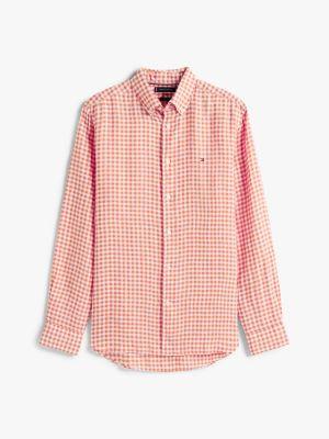 Regular Fit Gingham Linen Shirt Product Image