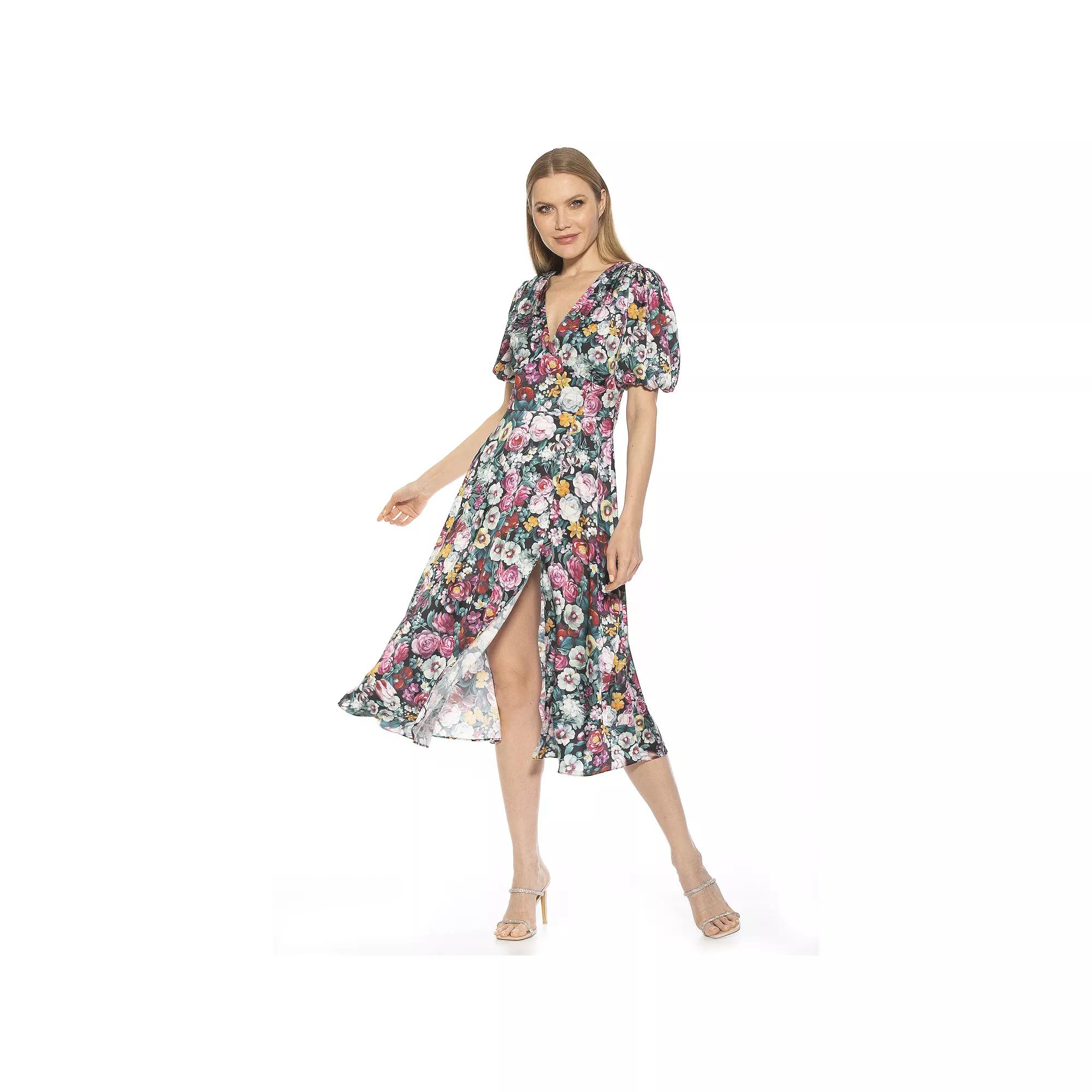 Women's ALEXIA ADMOR Puff-Sleeve Fit & Flare Dress,  Product Image