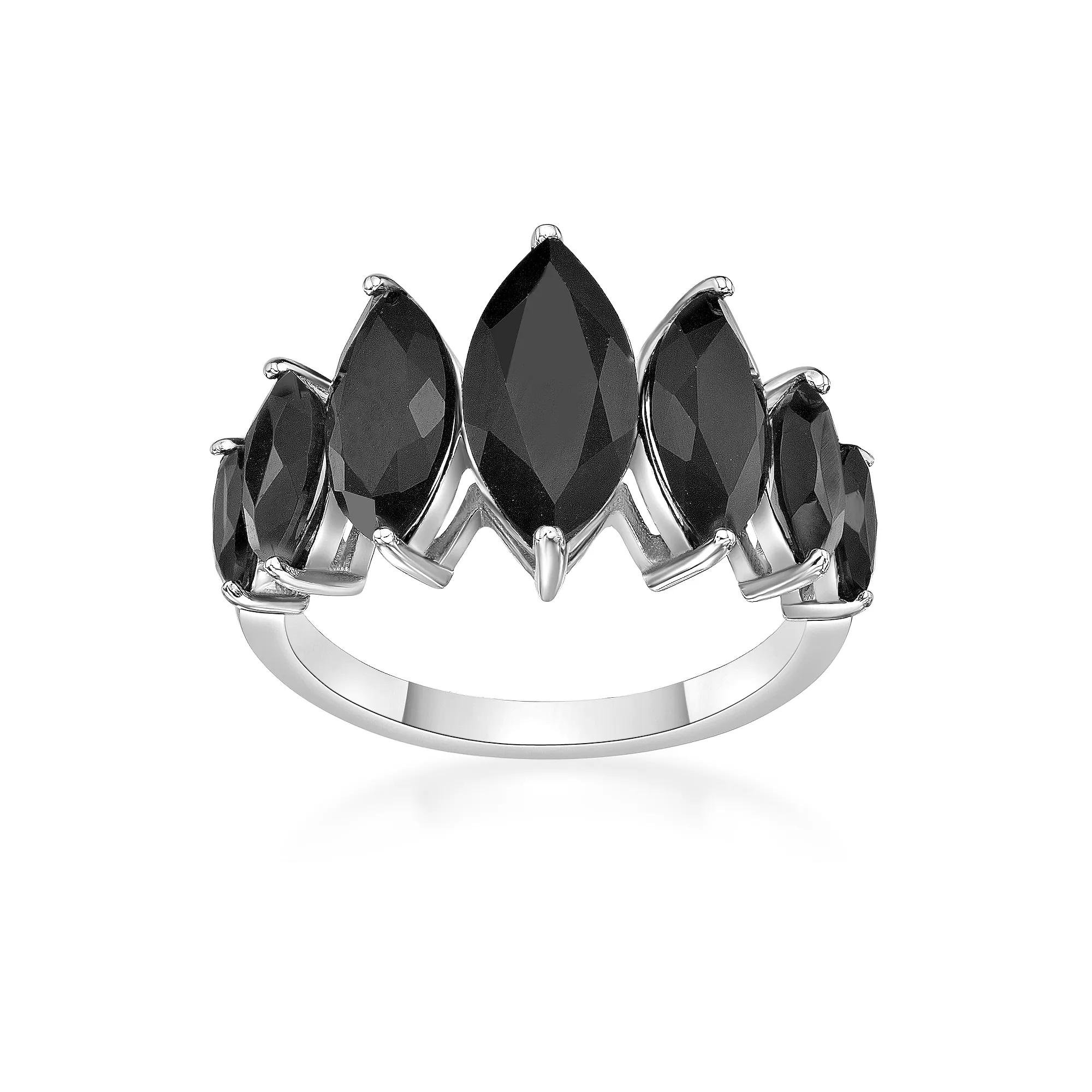 Gemminded Sterling Silver Onyx 7-Stone Ring, Women's, Size: 9 Product Image