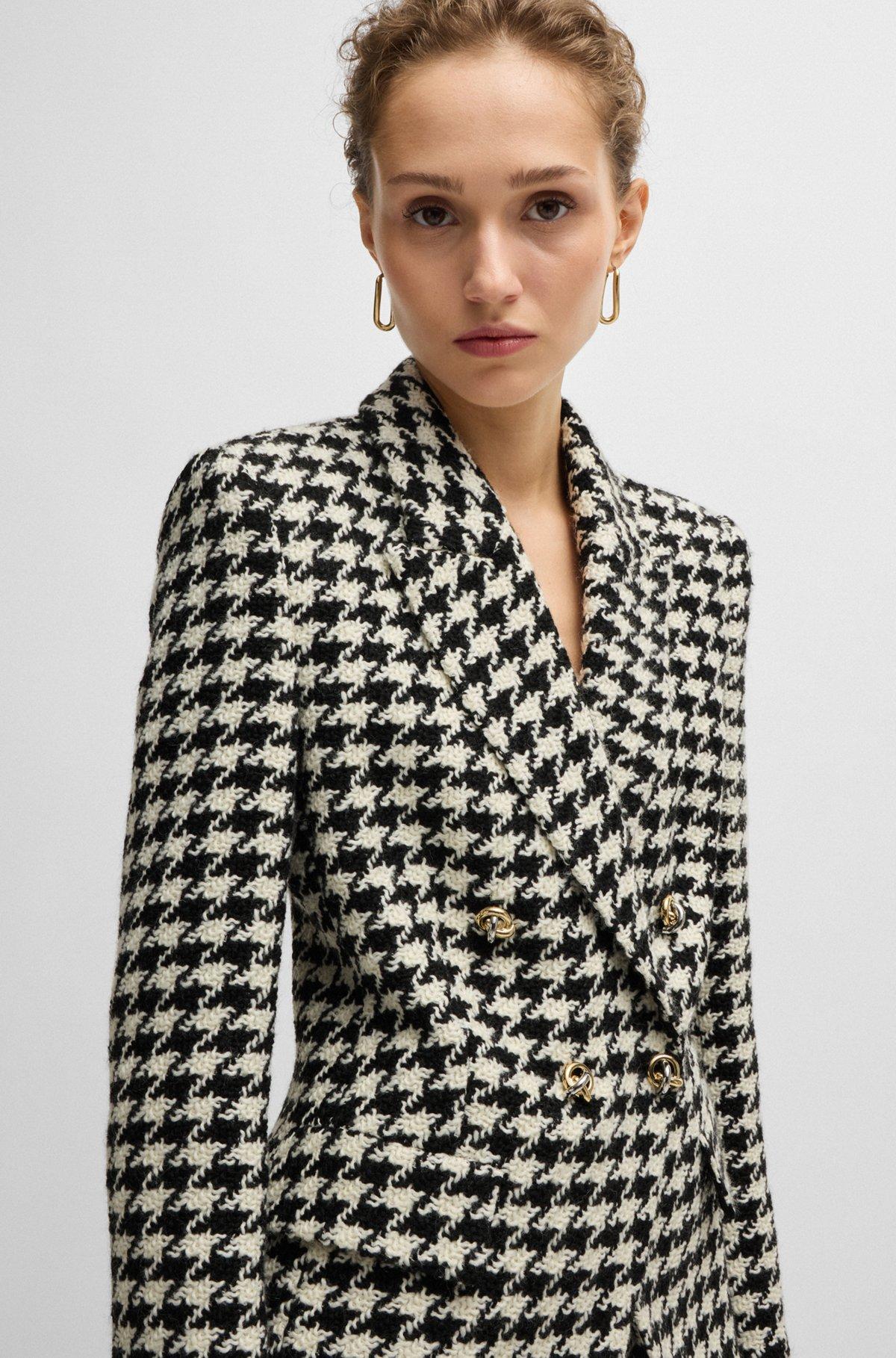 BOSS - Slim-fit jacket in houndstooth fabric with metallic trims - Patterned Product Image