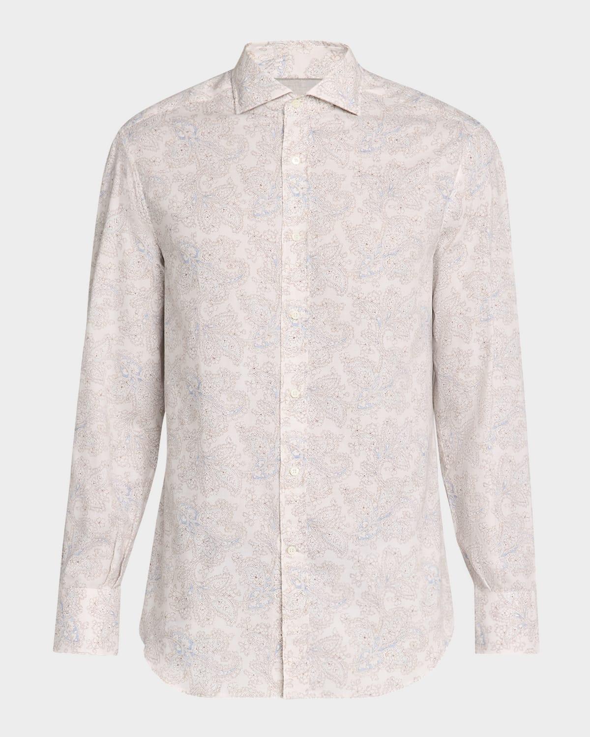 Men's Cotton Paisley Casual Button-Down Shirt Product Image