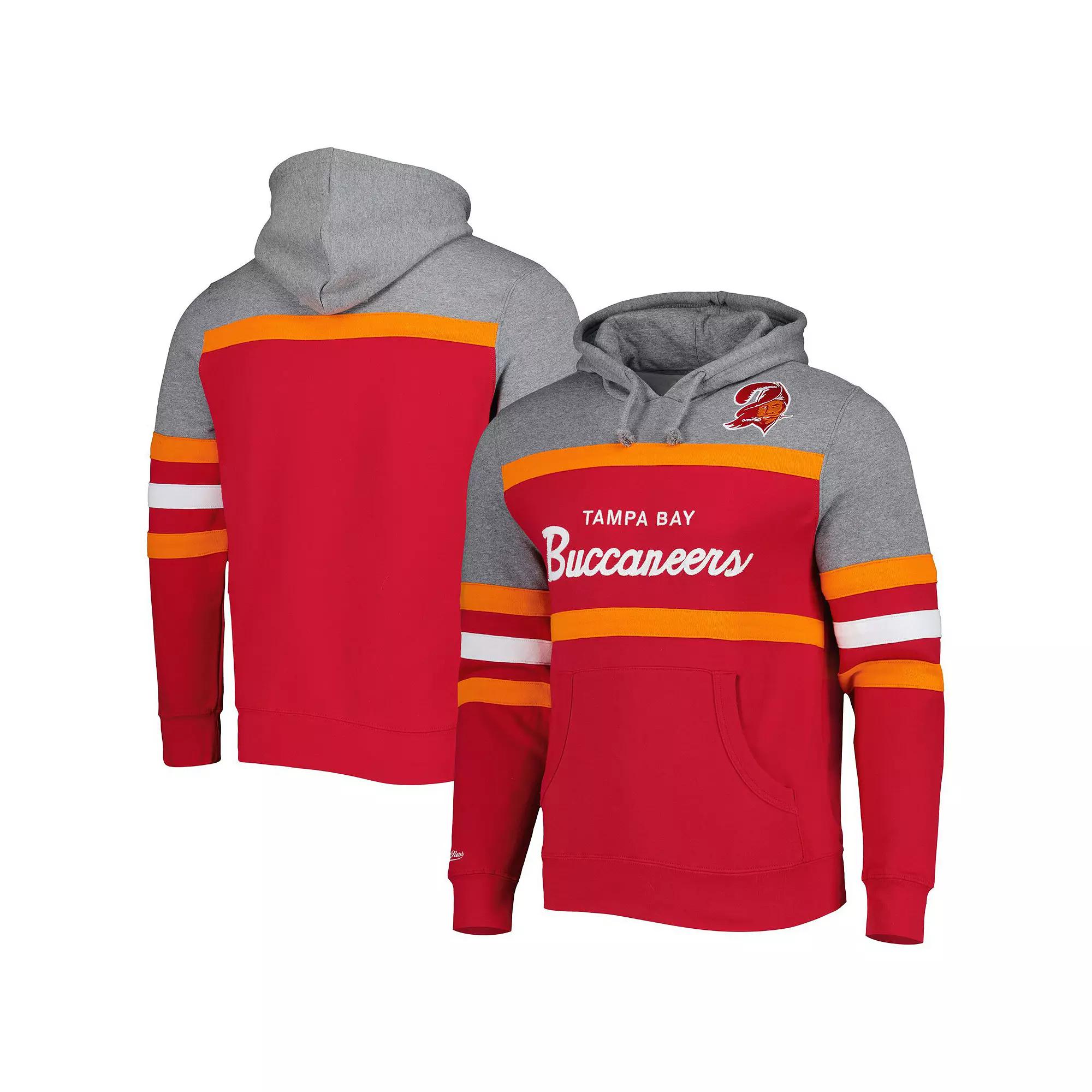 Men's Mitchell & Ness Red/Heathered Gray Tampa Bay Buccaneers Head Coach Pullover Hoodie, Size: 3XL Product Image
