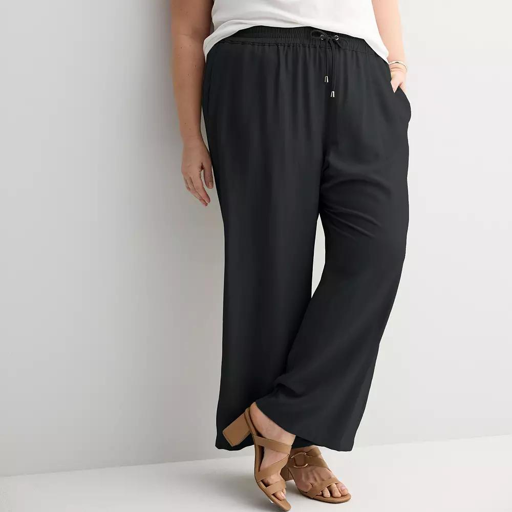 Plus Size Croft & Barrow® Relaxed Pull-On Pants, Women's, Size: 1XL, Mineral Black Product Image