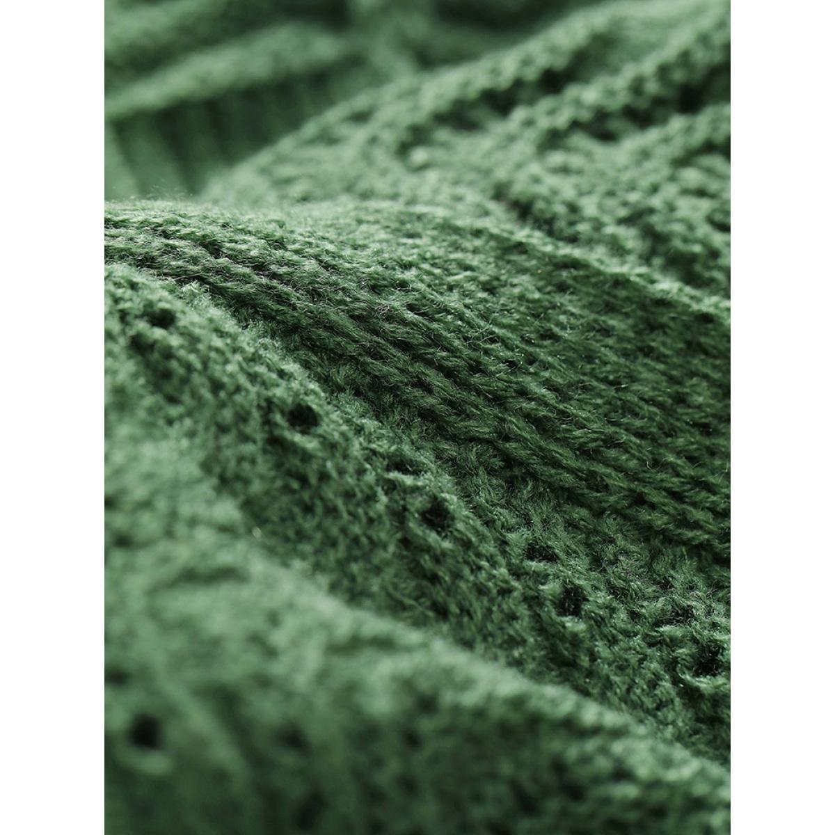 Plus Size Plain Open Front Split Side Cardigan Green Women Casual Loose Long Sleeve Everyday Cardigans BloomChic 26/4X Product Image