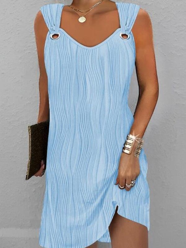 Sleeveless Hollow Split-Joint U-Neck Mini Dresses Product Image