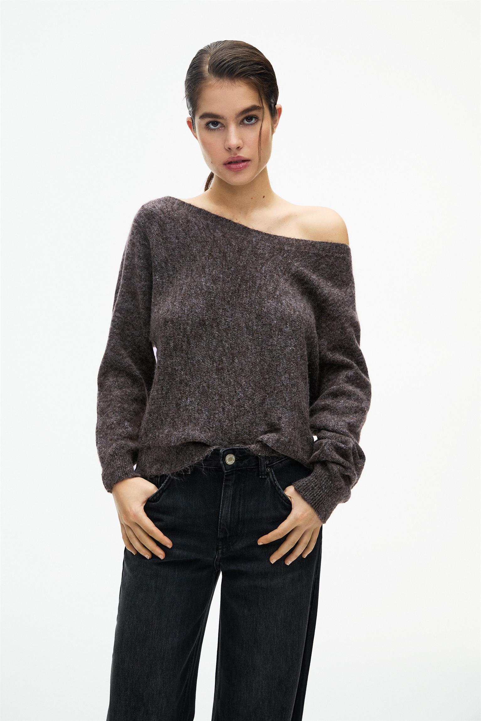 Asymmetric soft knit sweater Product Image
