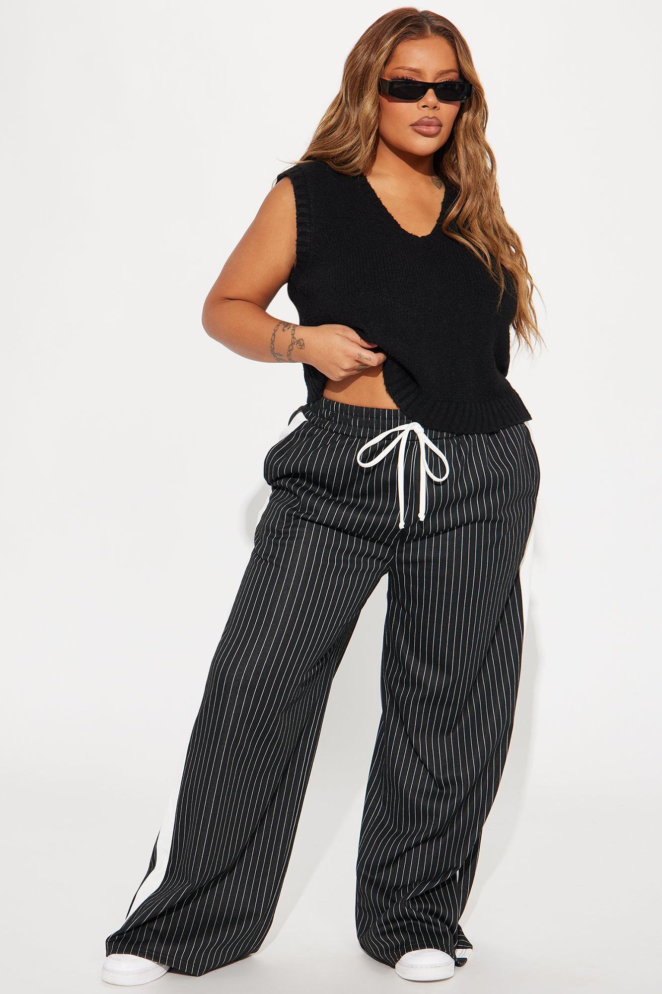 Want Nothing More Pinstripe Track Pant - Black/combo Product Image