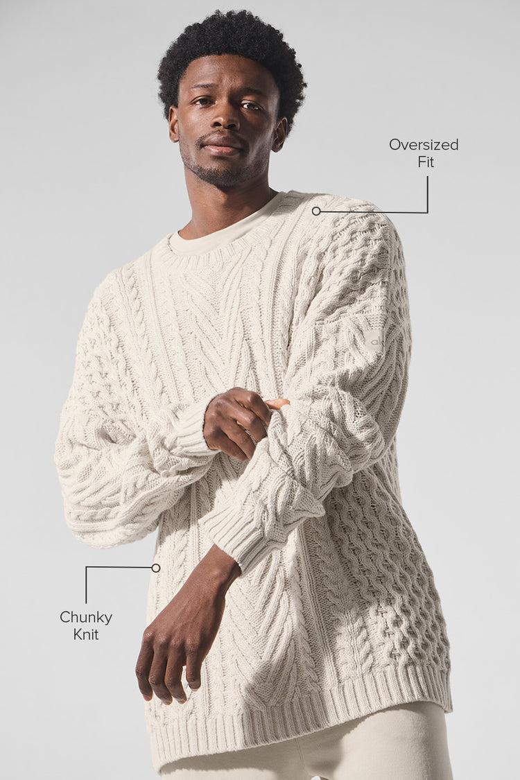 Cable Knit Crew Neck Sweater - Bone Product Image