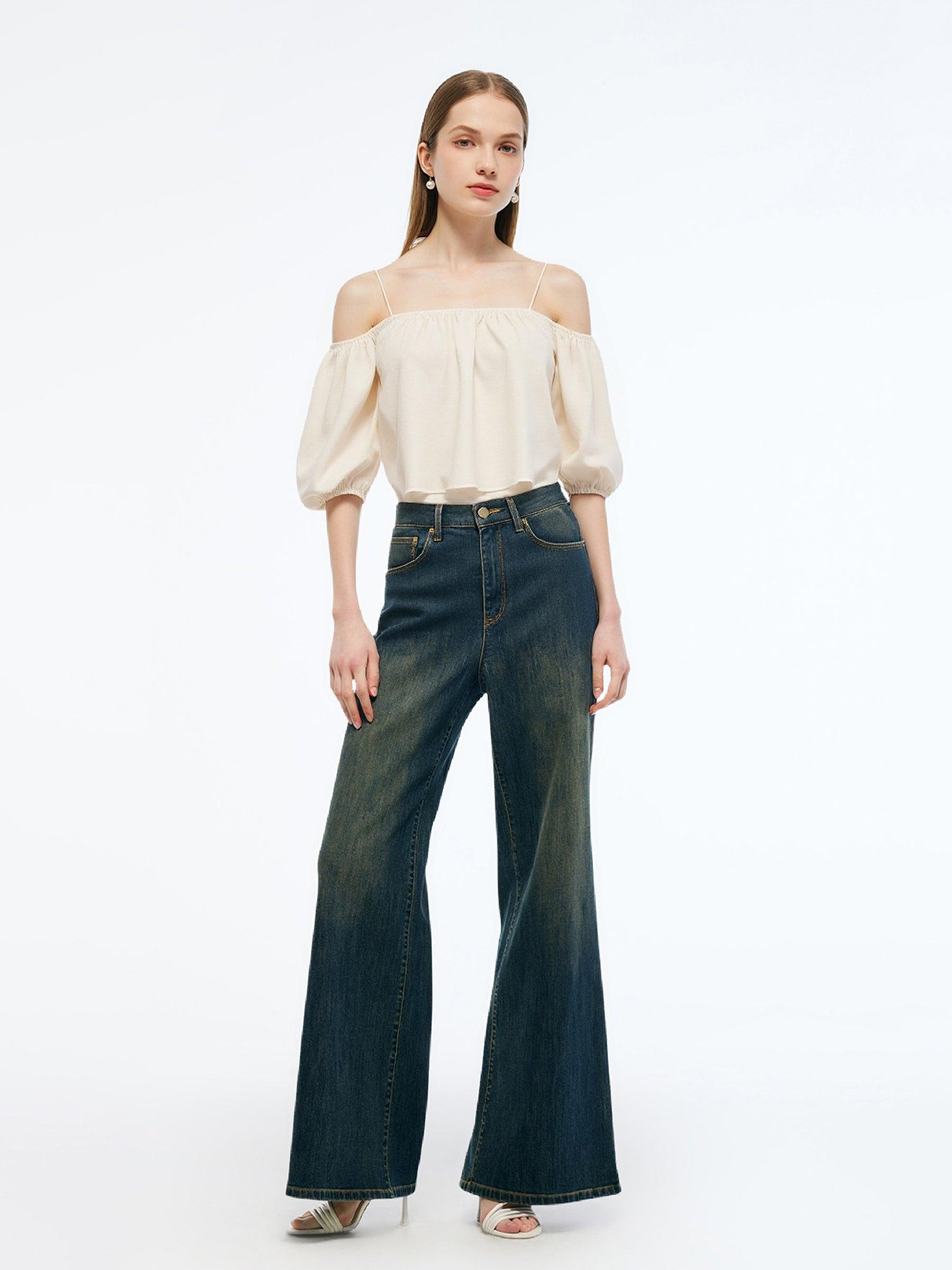 Denim High-Waisted Women Flared Jeans Product Image