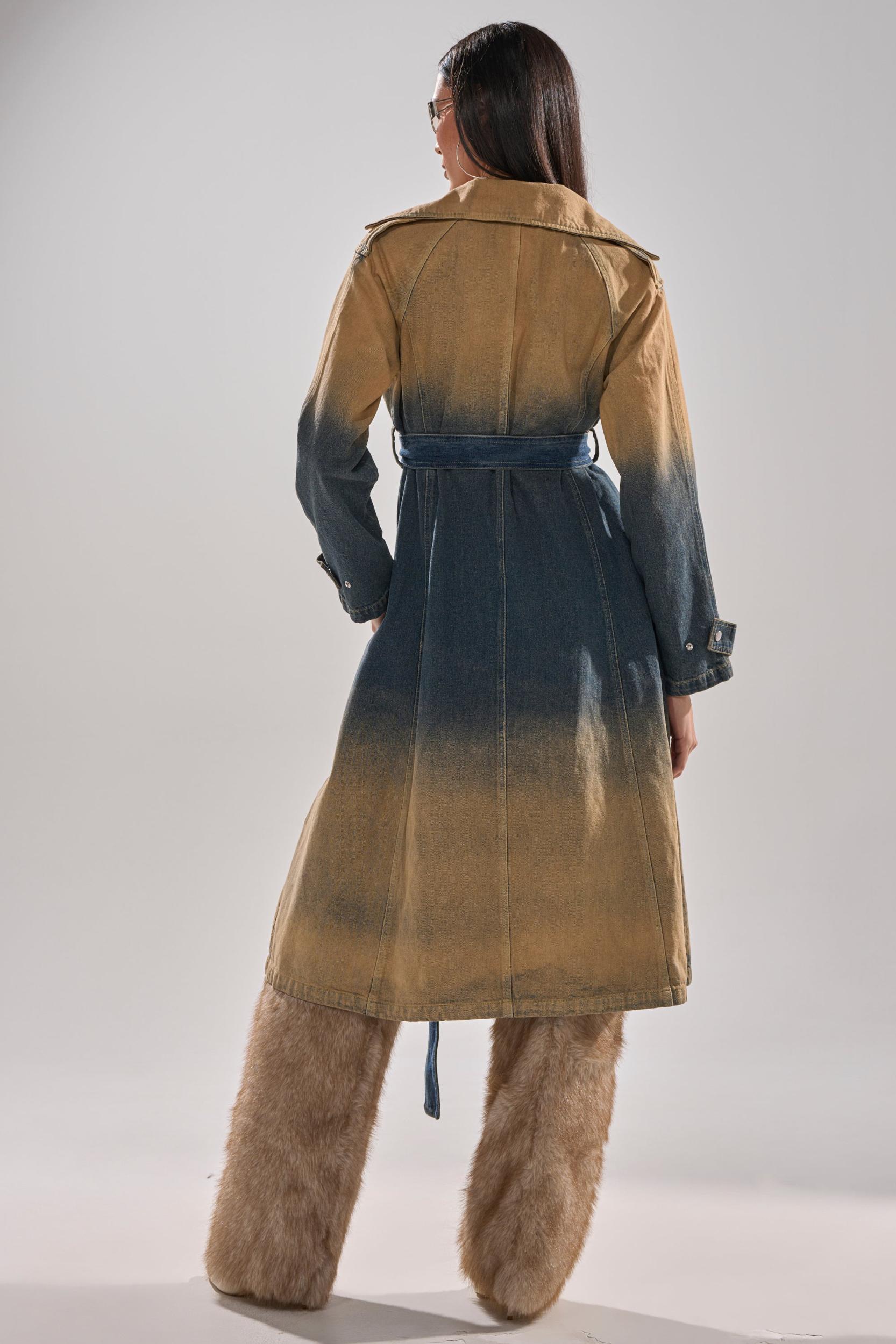 ACID WASHED DENIM TRENCH Product Image