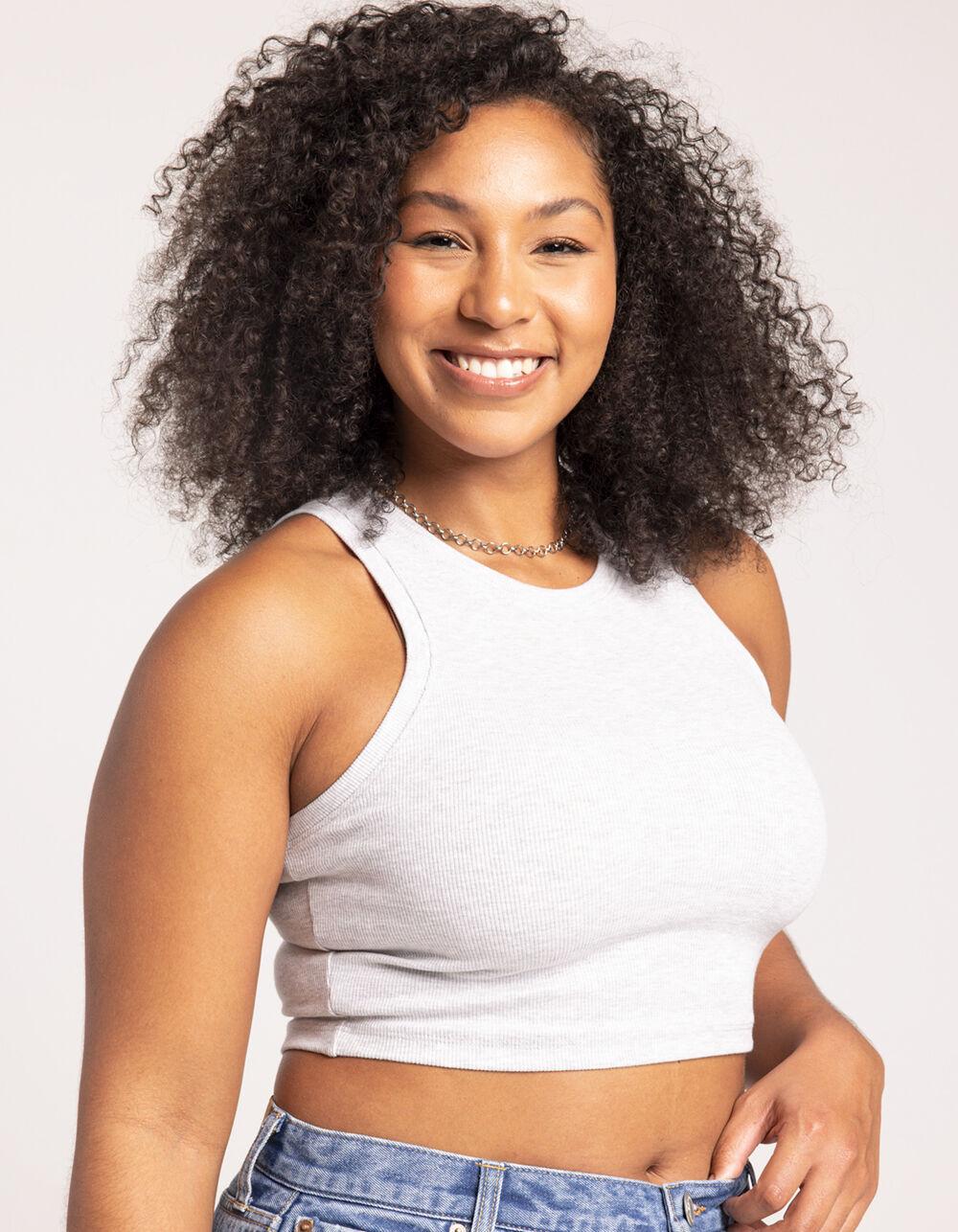 FULL TILT Essentials High Neck Womens Tank Top - HEATHER GRAY Product Image