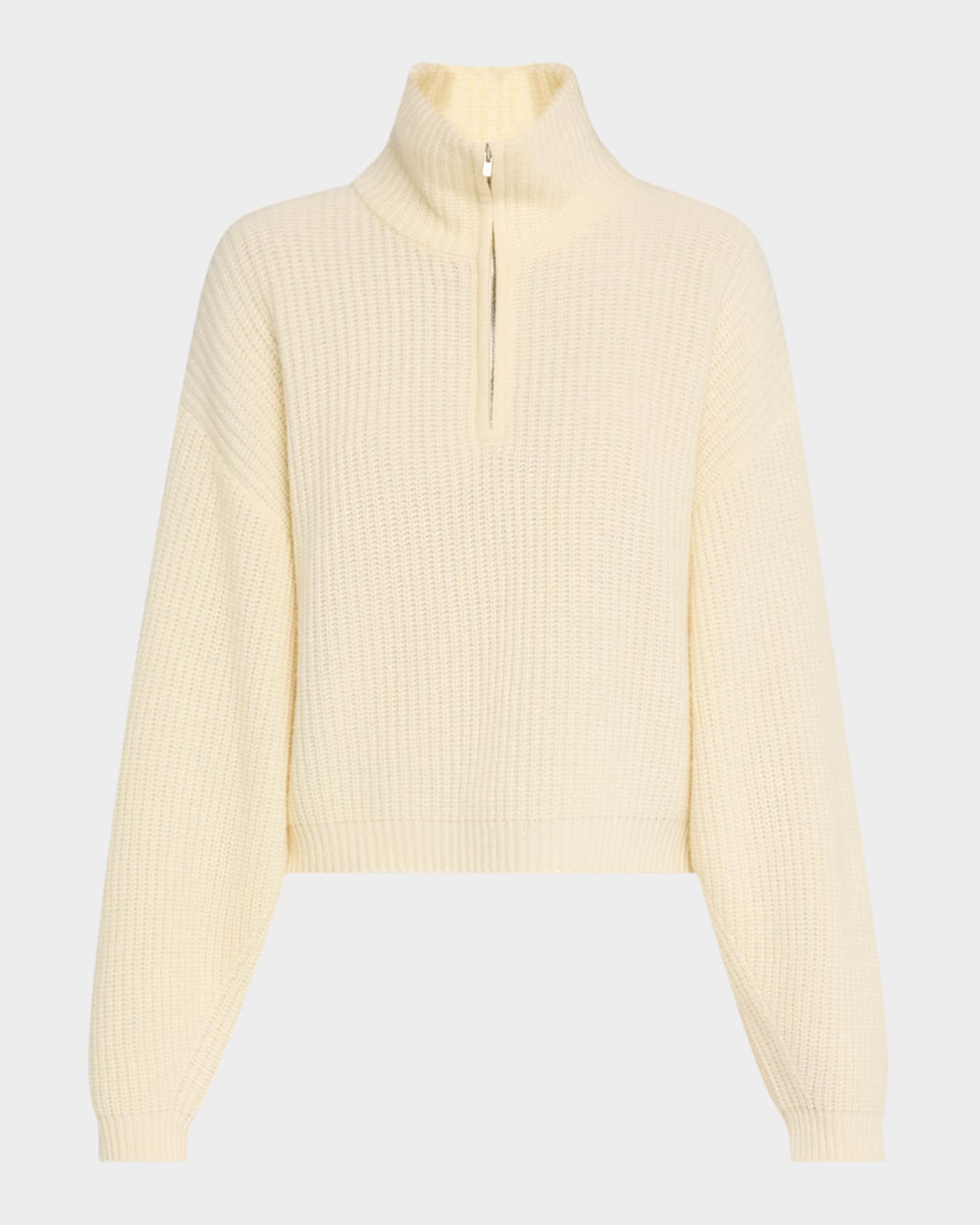 Millie Ribbed Stand-Collar Cashmere Pullover Product Image