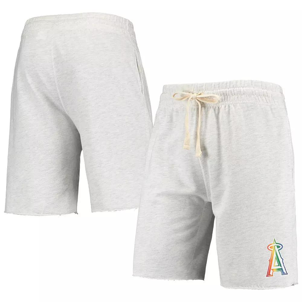 Men's Concepts Sport Oatmeal Los Angeles Angels Mainstream Logo Terry Tri-Blend Shorts,  Product Image