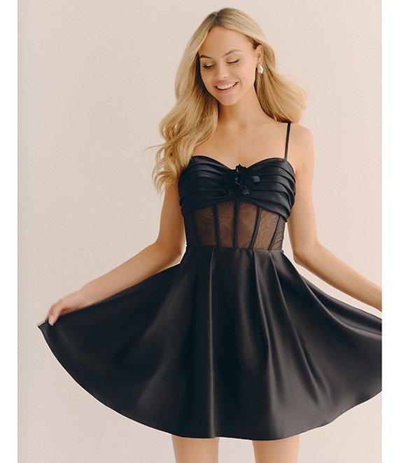 Blondie Nites Spaghetti Strap Sweetheart Neckline Corset Rose Party Dress Product Image