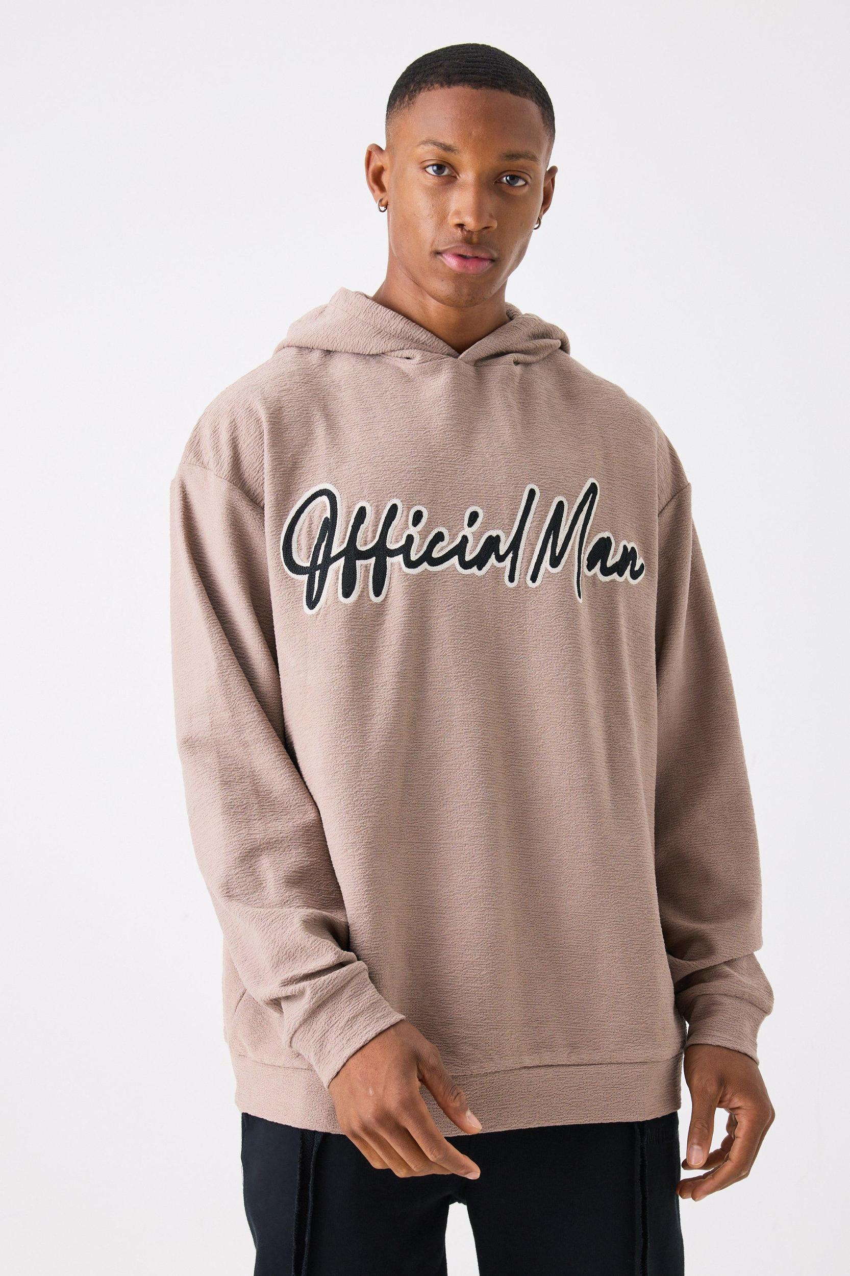 Oversized Slub Interlock Hoodie | boohooMAN USA Product Image