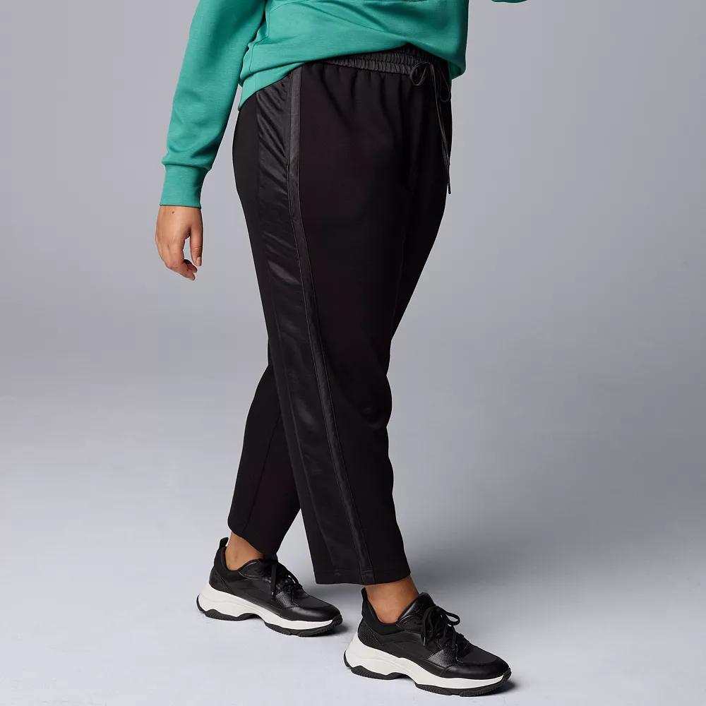 Plus Size Simply Vera Vera Wang Mixed Media Tapered Pants, Women's, Size: 0X, Black Product Image