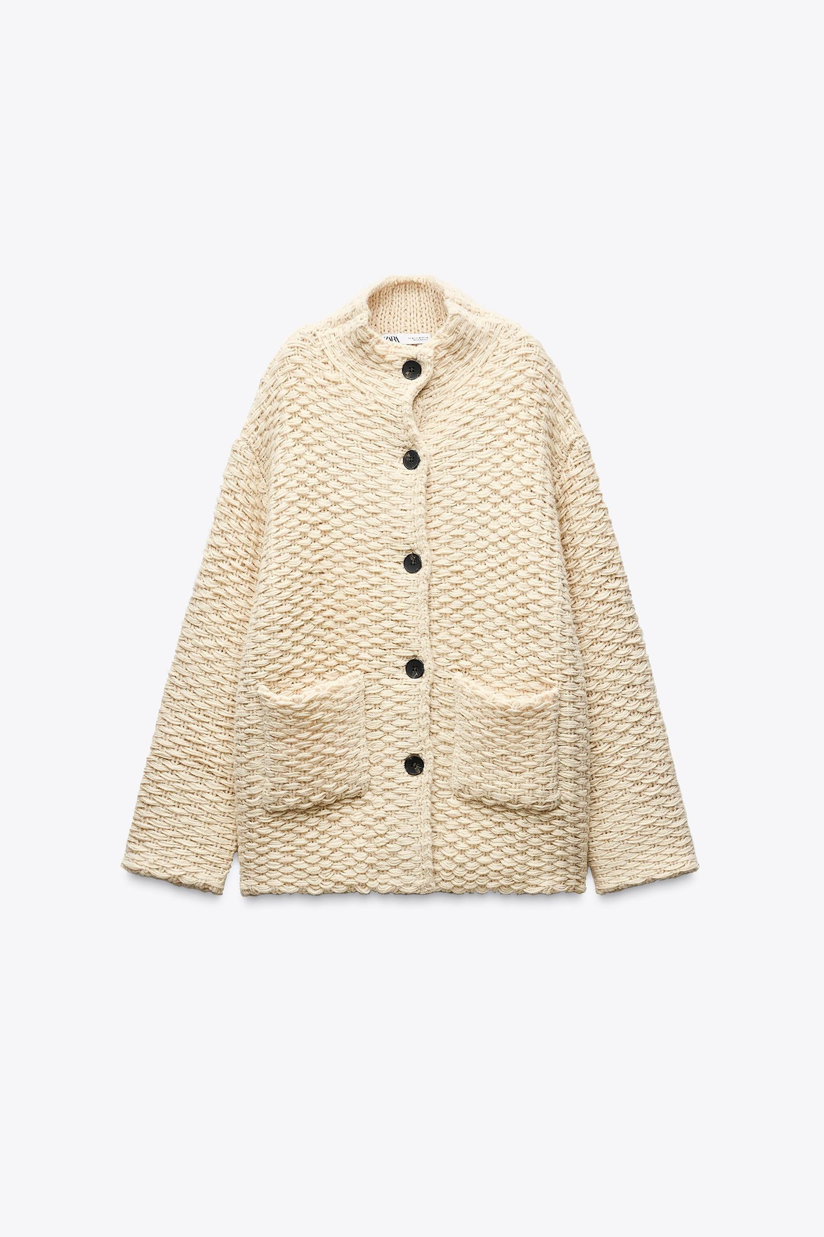 HIGH COLLAR KNIT COAT Product Image
