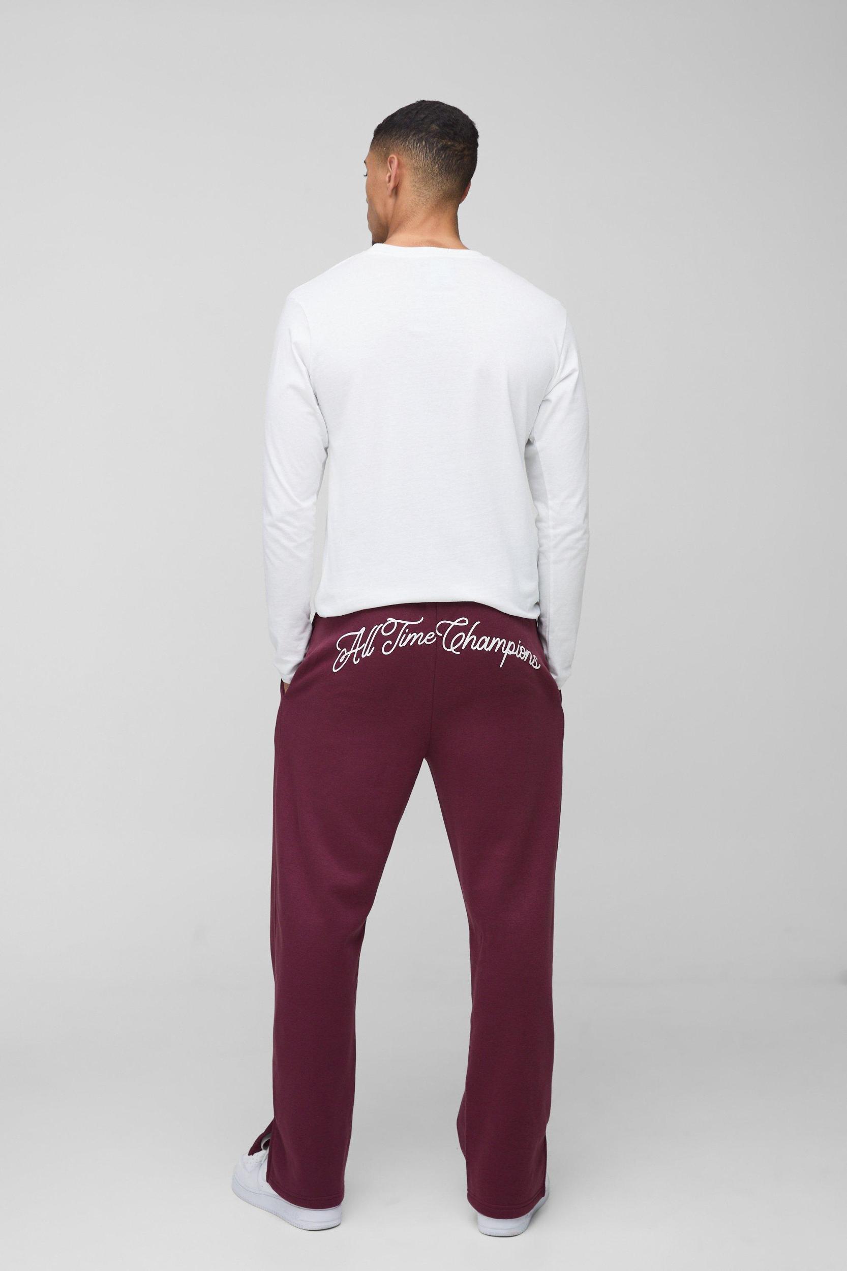 Straight Fit Homme Print Split Hem Sweatpants | boohooMAN USA Product Image