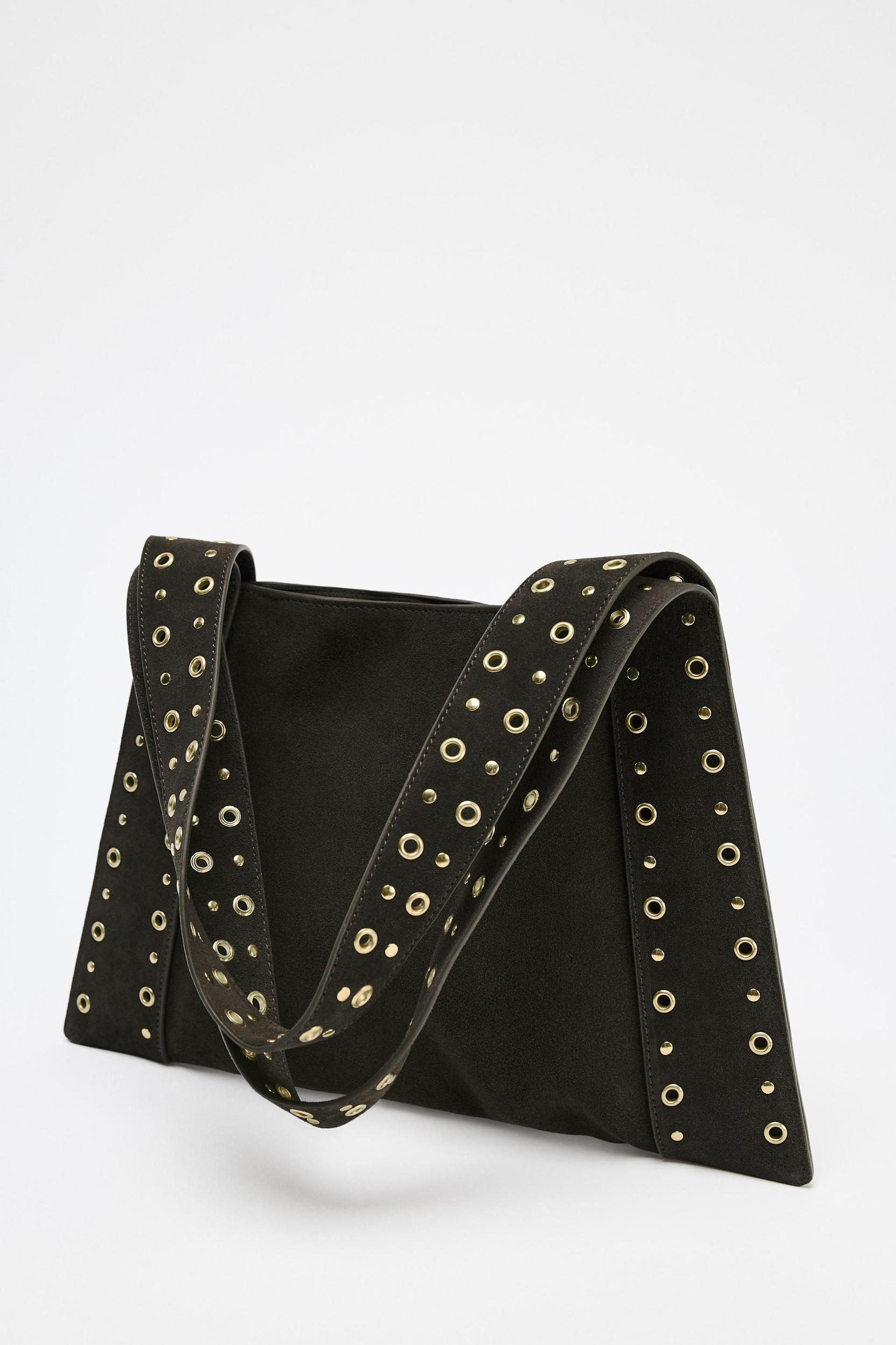 SUEDE STUDDED SHOULDER BAG Product Image