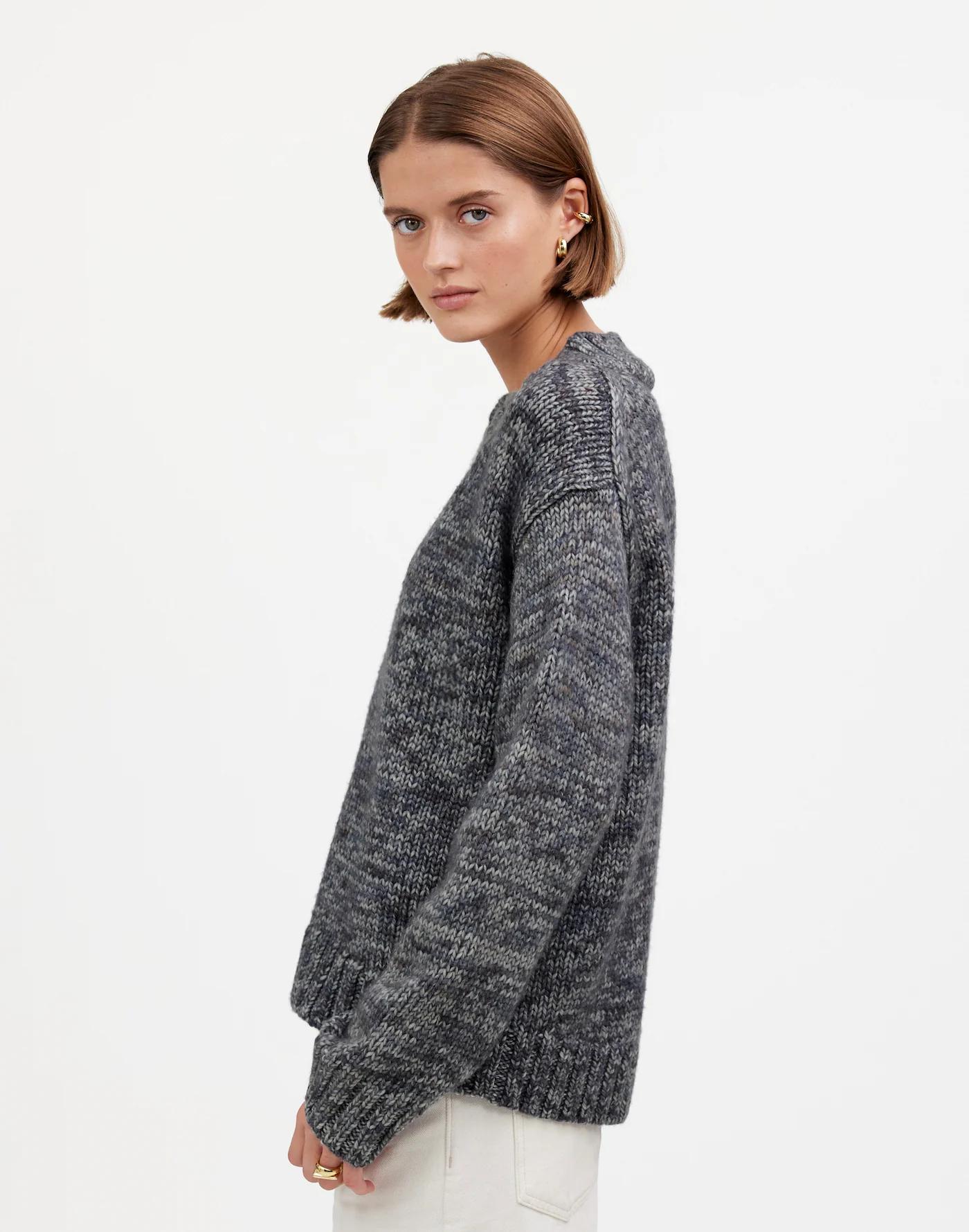 Spray-Dyed V-Neck Oversized Sweater Product Image