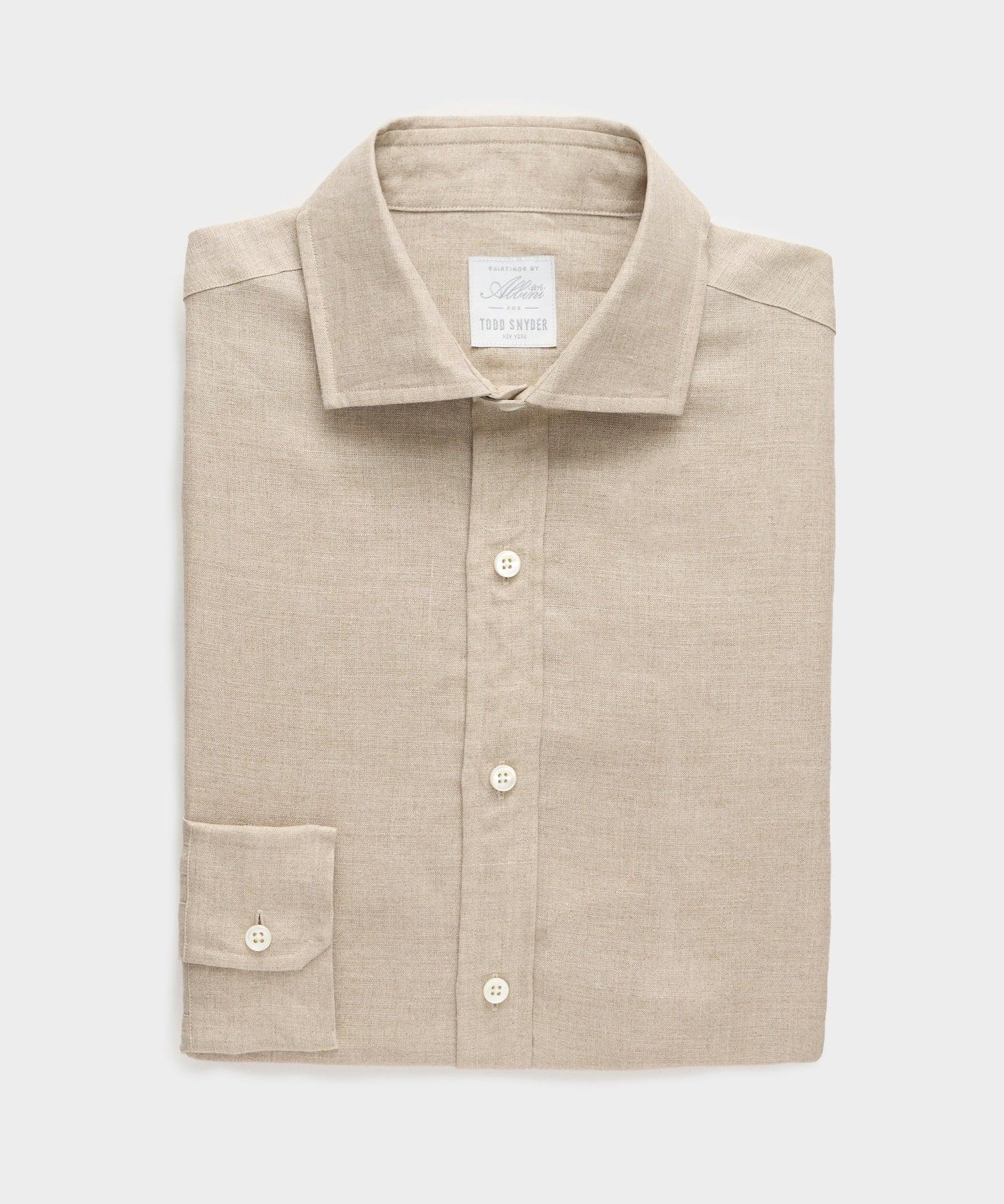 Italian Linen Spread Collar Dress Shirt Product Image