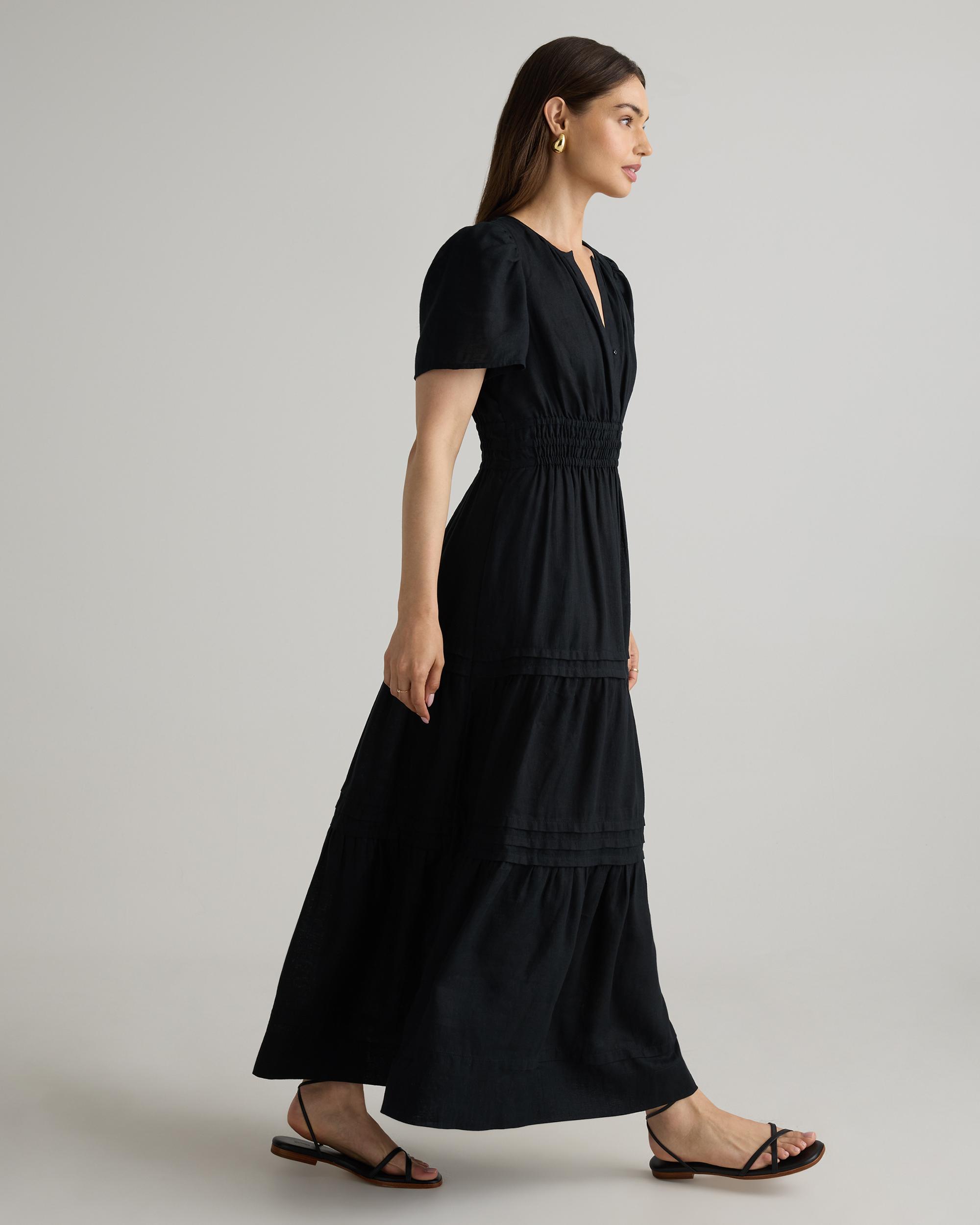 Quince | Women's 100% European Linen Tiered Maxi Dress Product Image