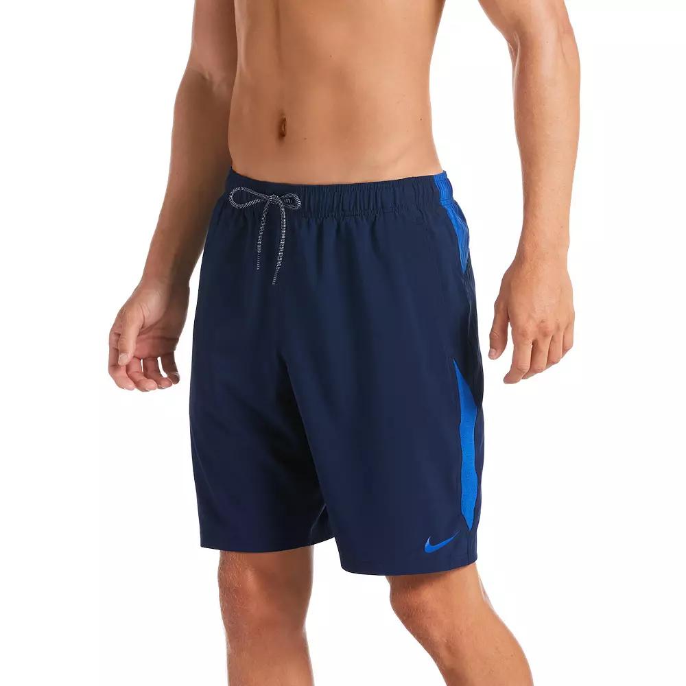 Mens Nike 9 Core Contend Swim Trunks Black Navy Product Image
