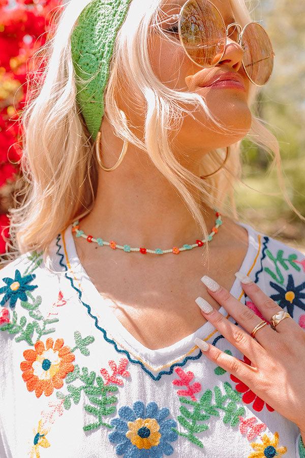 Sunshine Needed Beaded Necklace In Mint Product Image