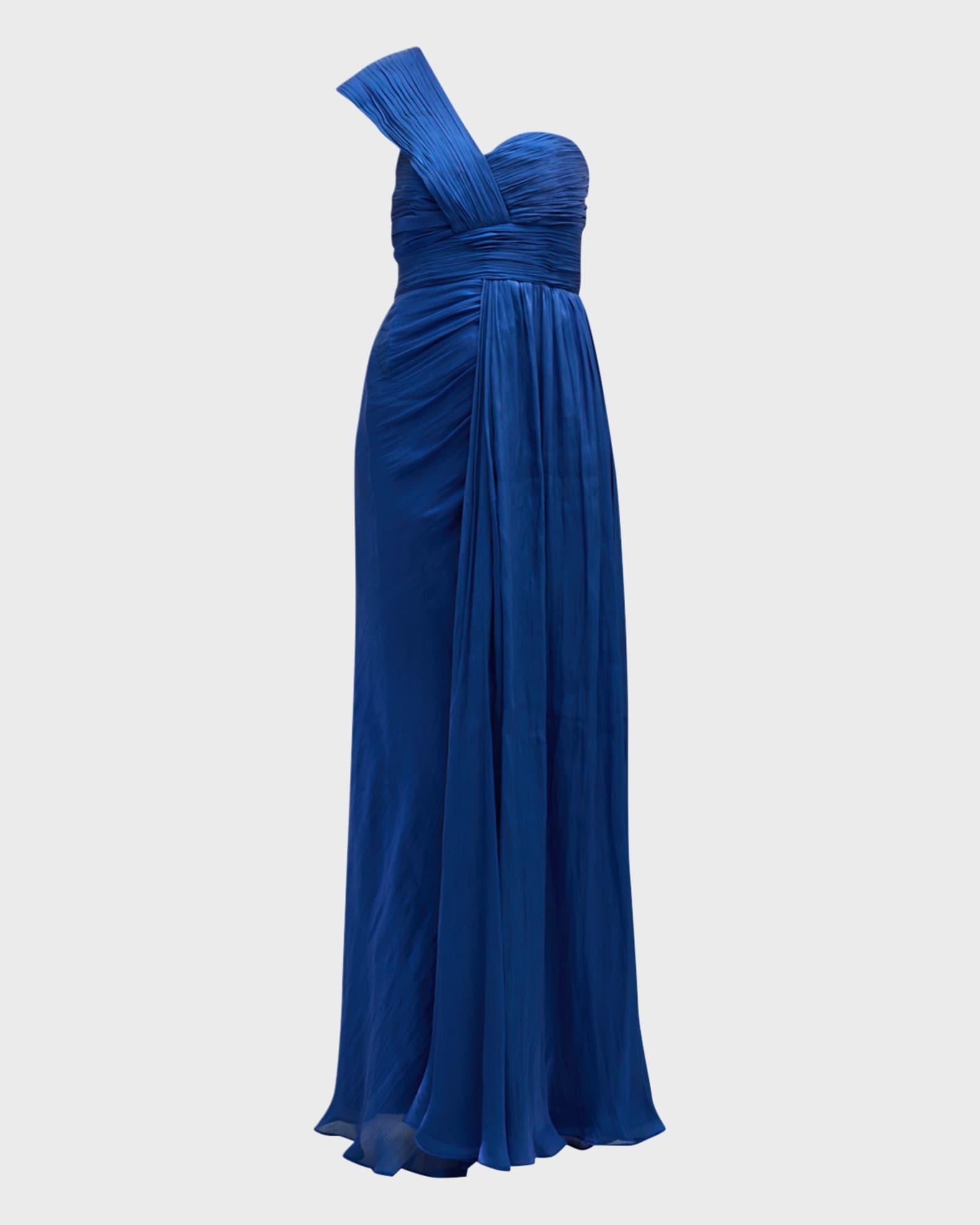 Pleated One-Shoulder Draped Gown Product Image
