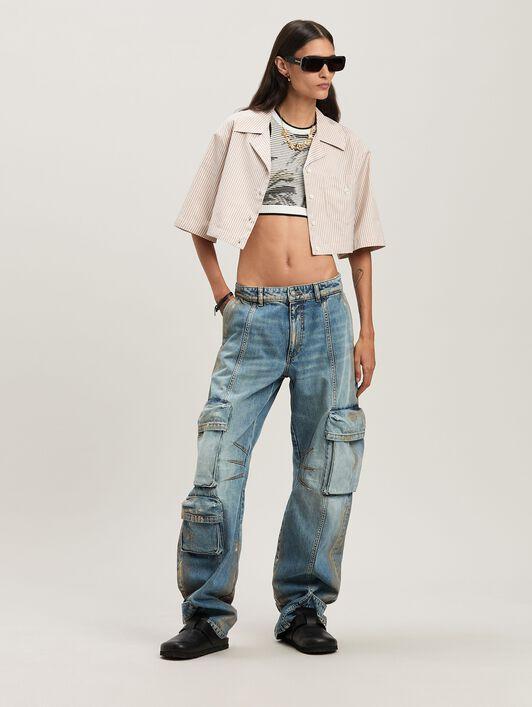 PALMS JACQUARD KNIT TOP OFF WHITE - BLAC Product Image