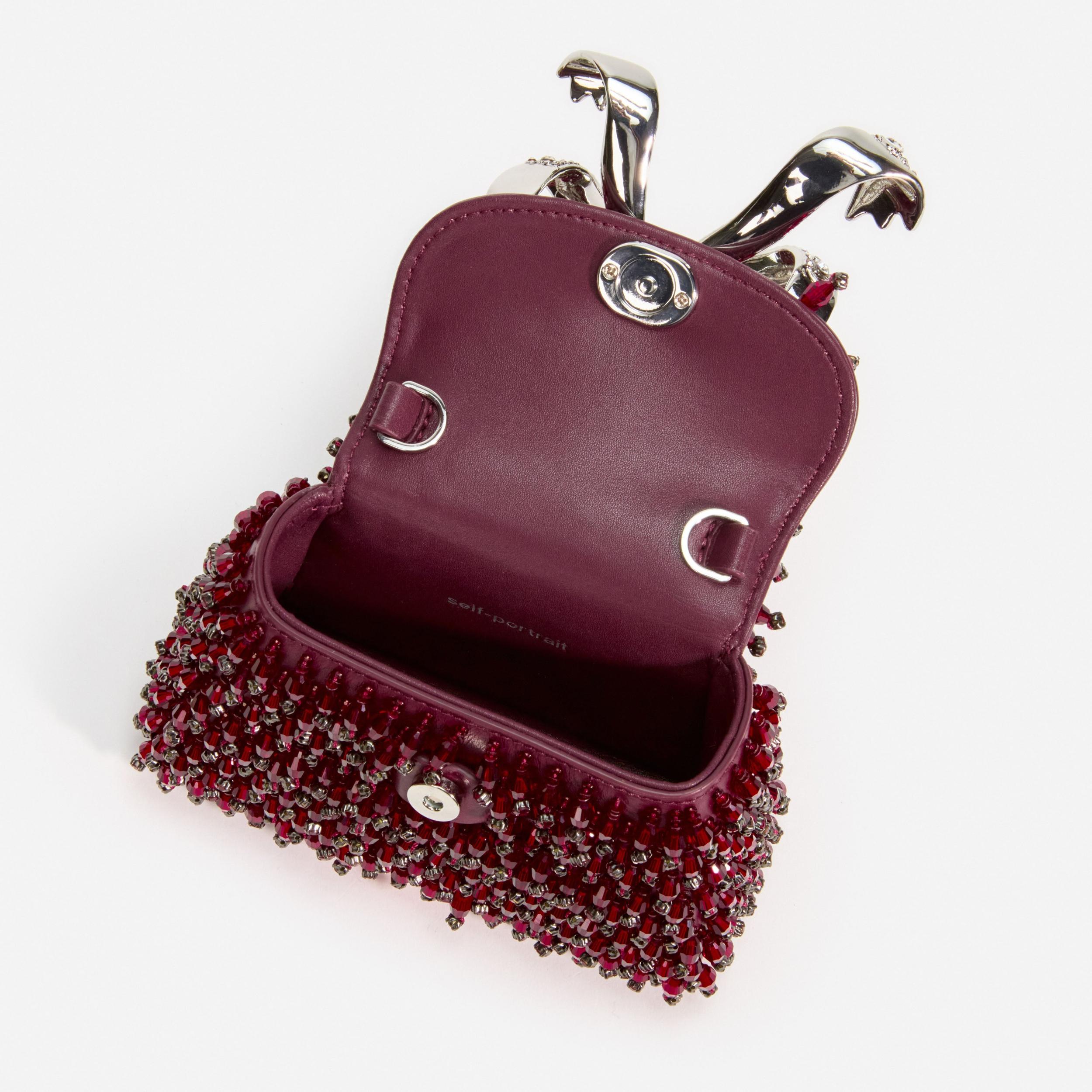 Burgundy Embellished Micro Bow Bag Product Image