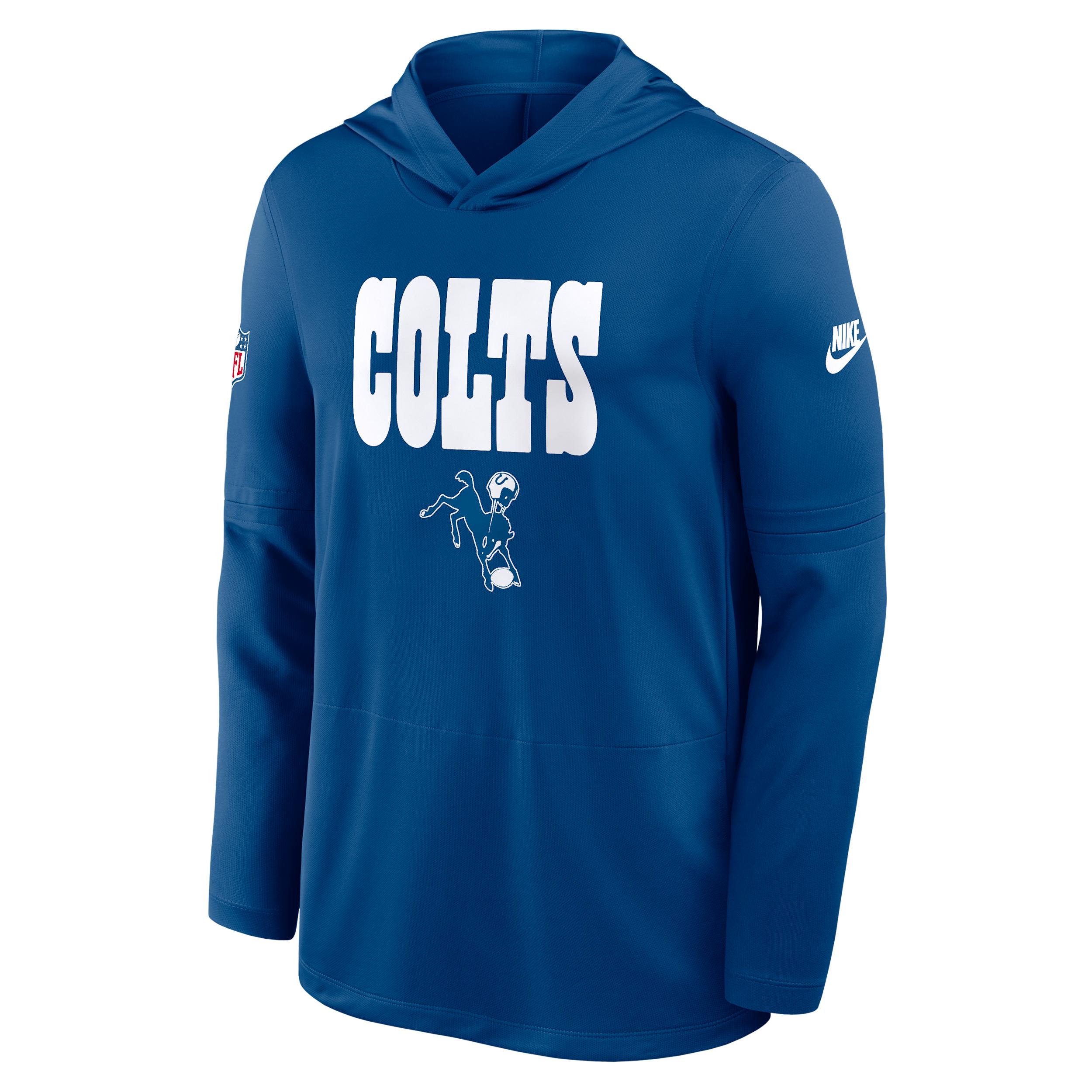 Indianapolis Colts Pass Accuracy Nike Mens Dri-FIT NFL Long-Sleeve Hooded Top | 03B94LBQ98-D60 Product Image