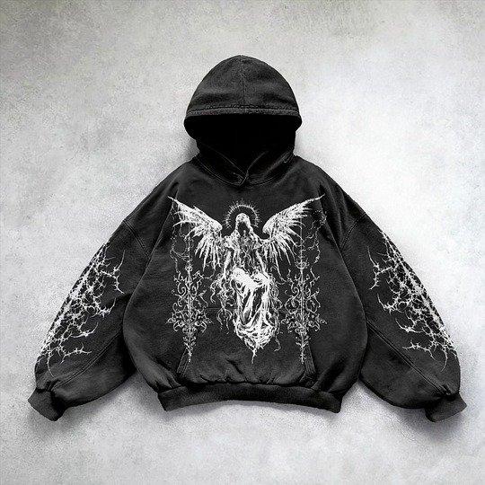 Sopula Vingate Portrait Phantom Graphic Acid Washed Oversized Hoodie Product Image