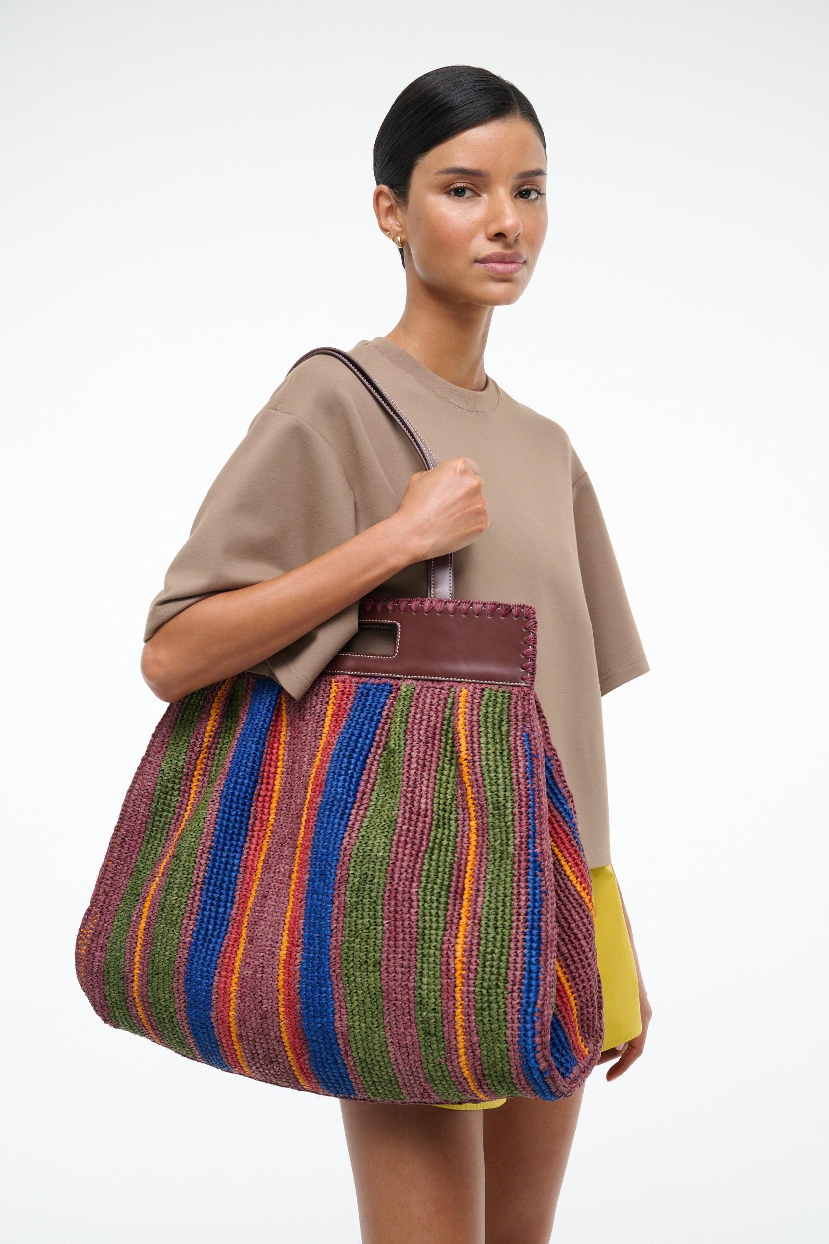 RUE TOTE BAG | JUNGLE STRIPE RAFFIA Product Image