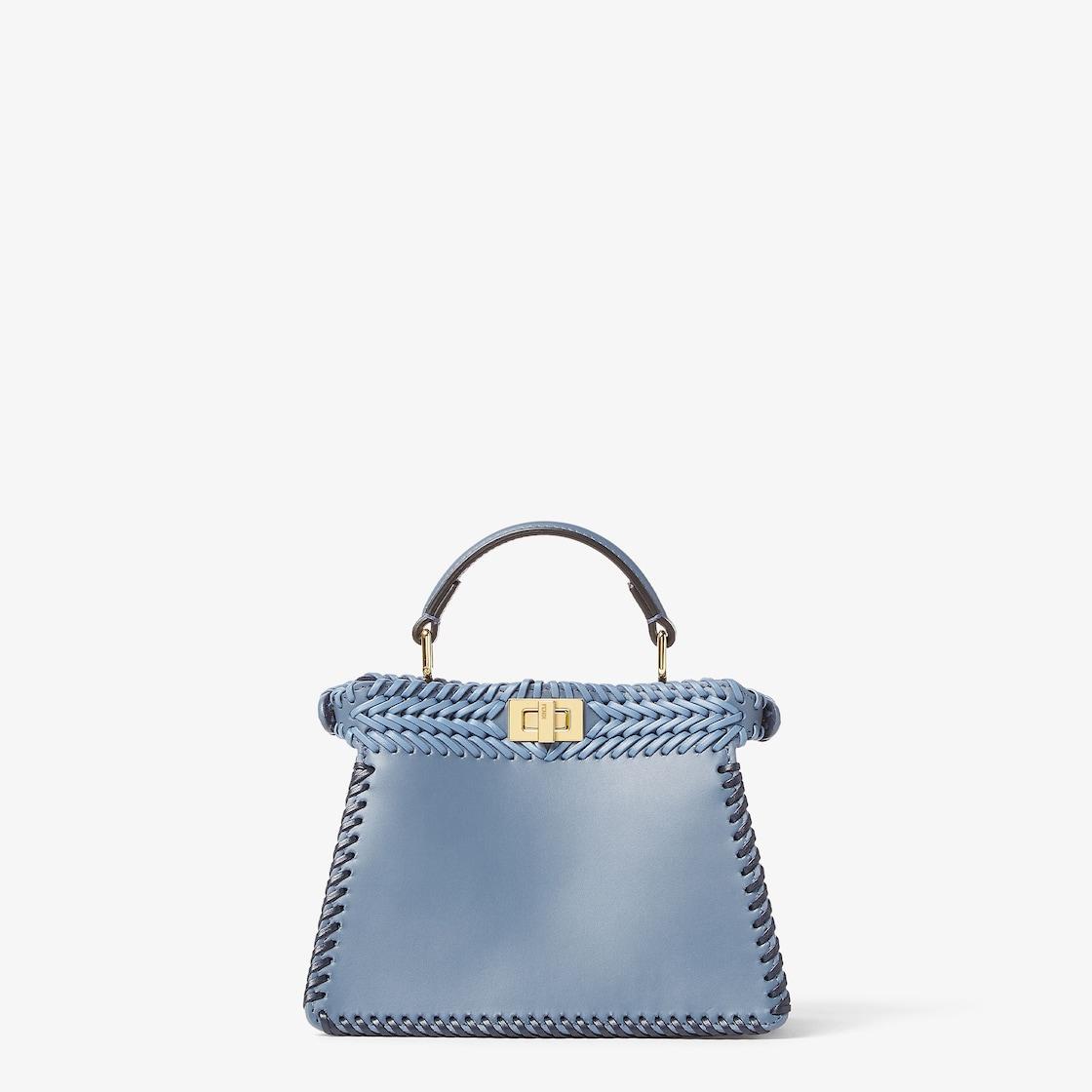 Peekaboo ISeeU PetiteBlueberry-colored interlaced leather bag Product Image