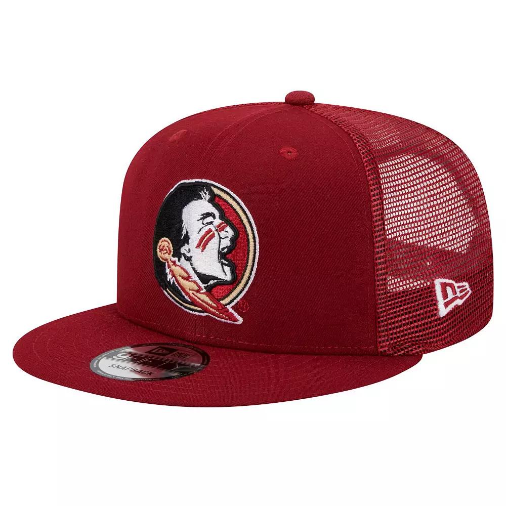 Men's New Era Garnet Florida State Seminoles 9FIFTY Trucker Snapback Hat, Red Product Image