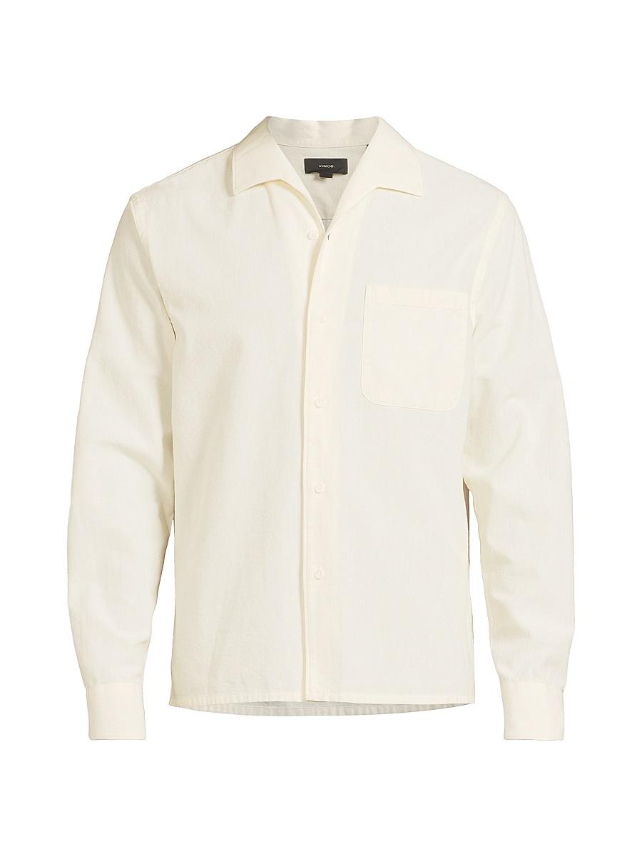 Mens Chambray Open Collar Button-Front Shirt Product Image