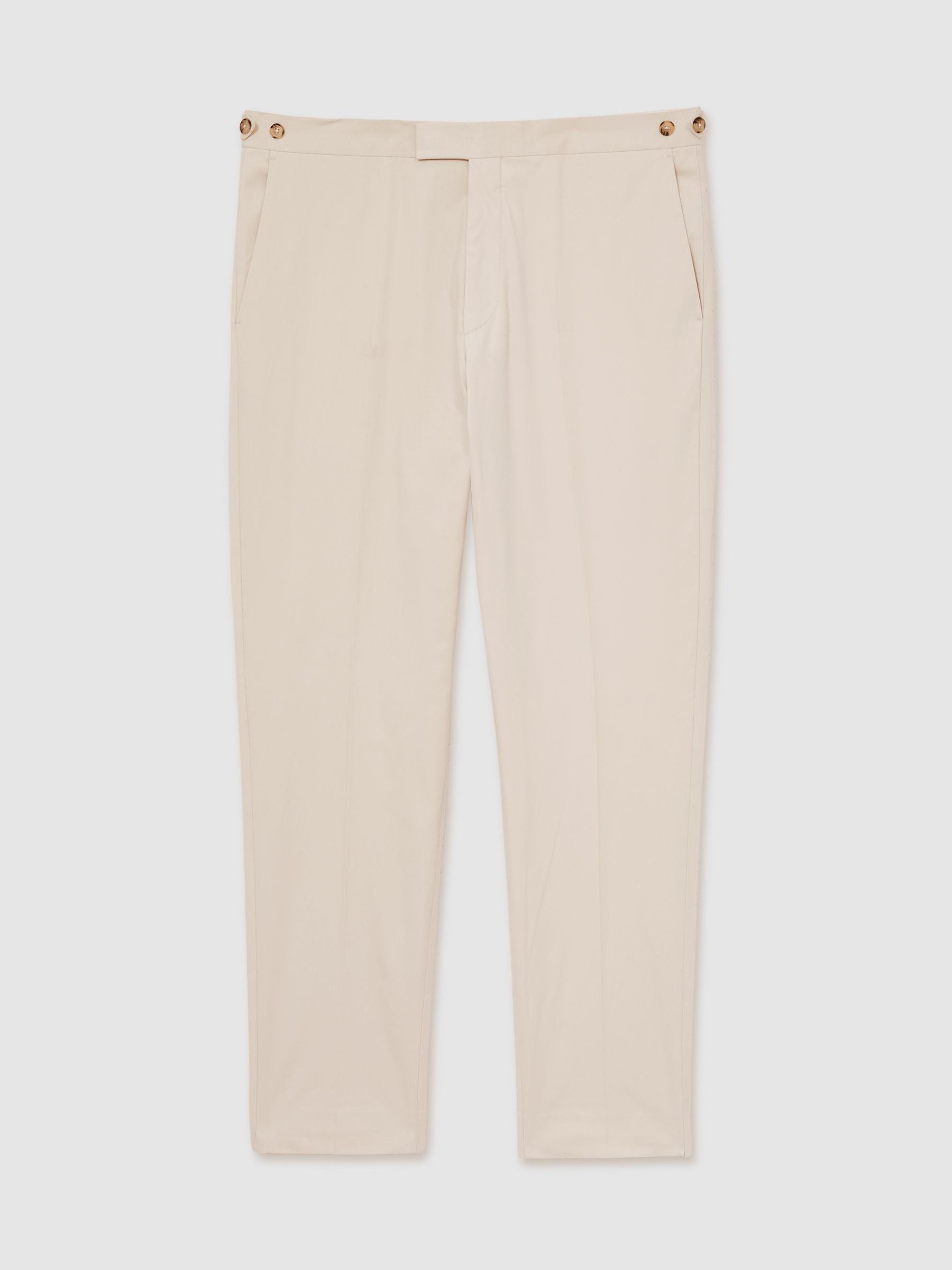 Cotton Slim-Fit Suit Trousers With Stretch in Stone Product Image