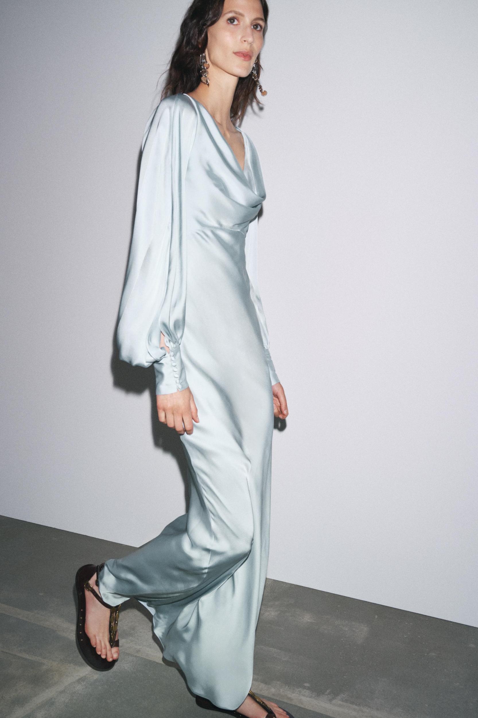 OPEN BACK SATIN EFFECT DRESS Product Image