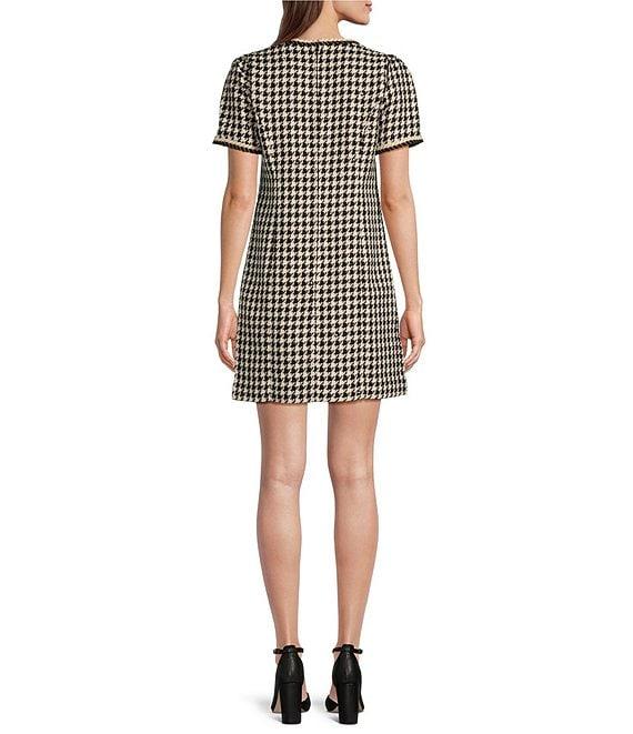 Lilly Pulitzer Doriane Sequin Boucle Houndstooth Round Neck Short Sleeve Shift Coordinating Dress Product Image