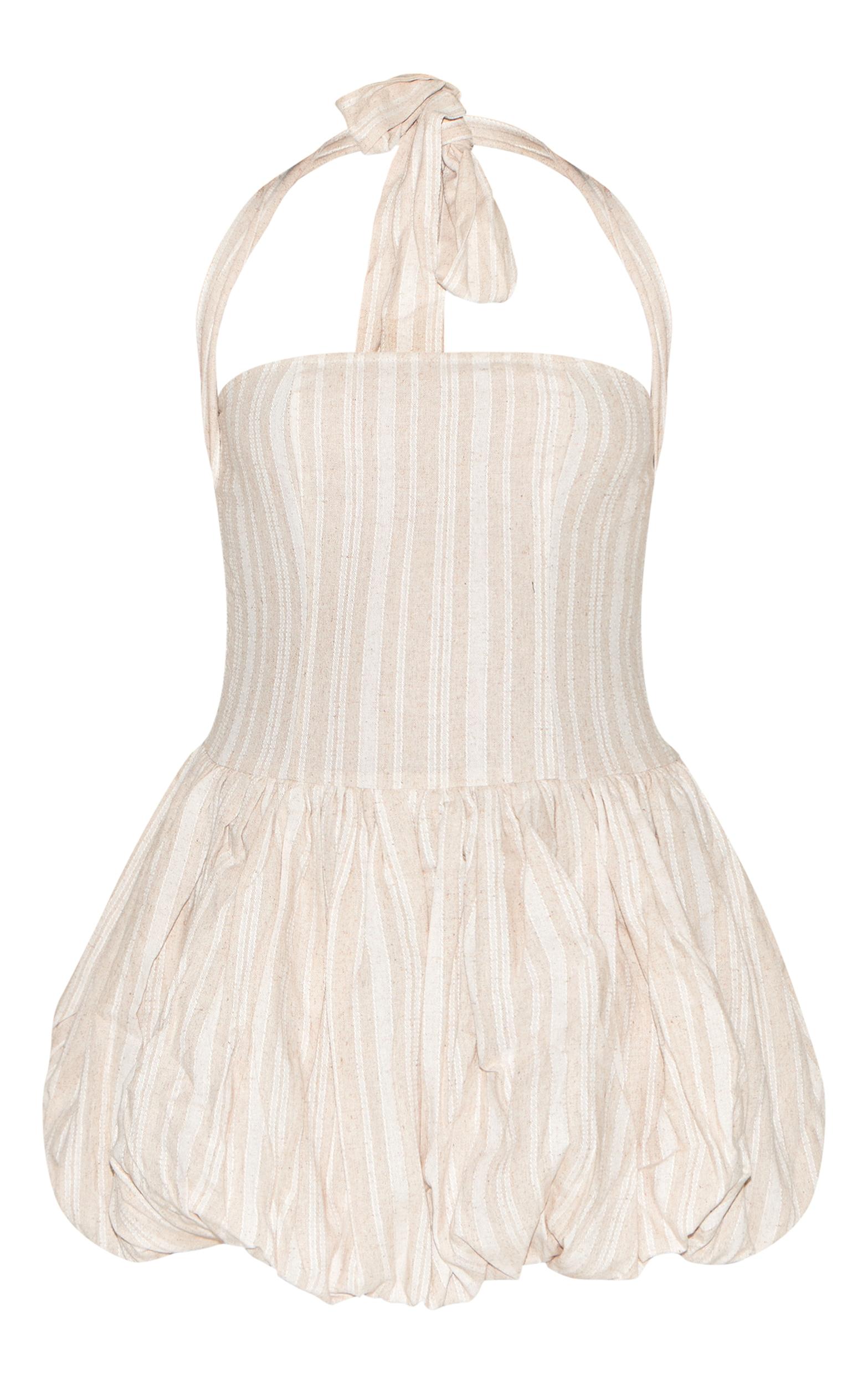 Stone Striped Halterneck Puffball Dress Product Image