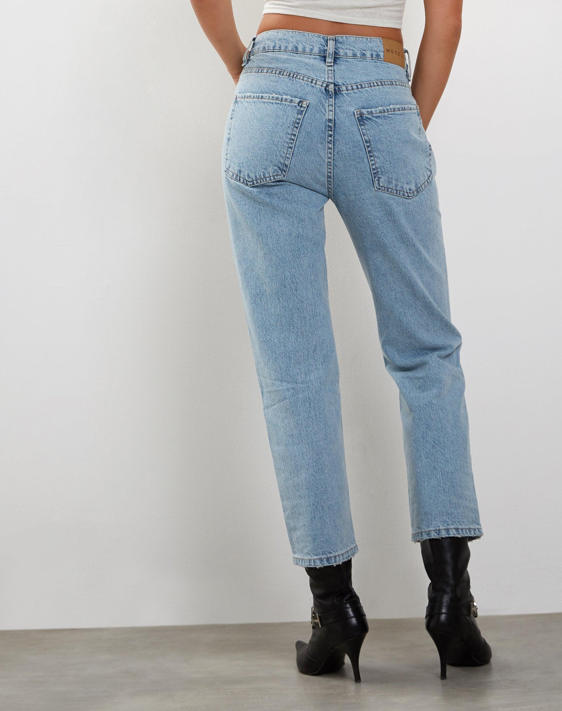 Mid Rise Straight Leg Jeans in Bleach Denim Product Image