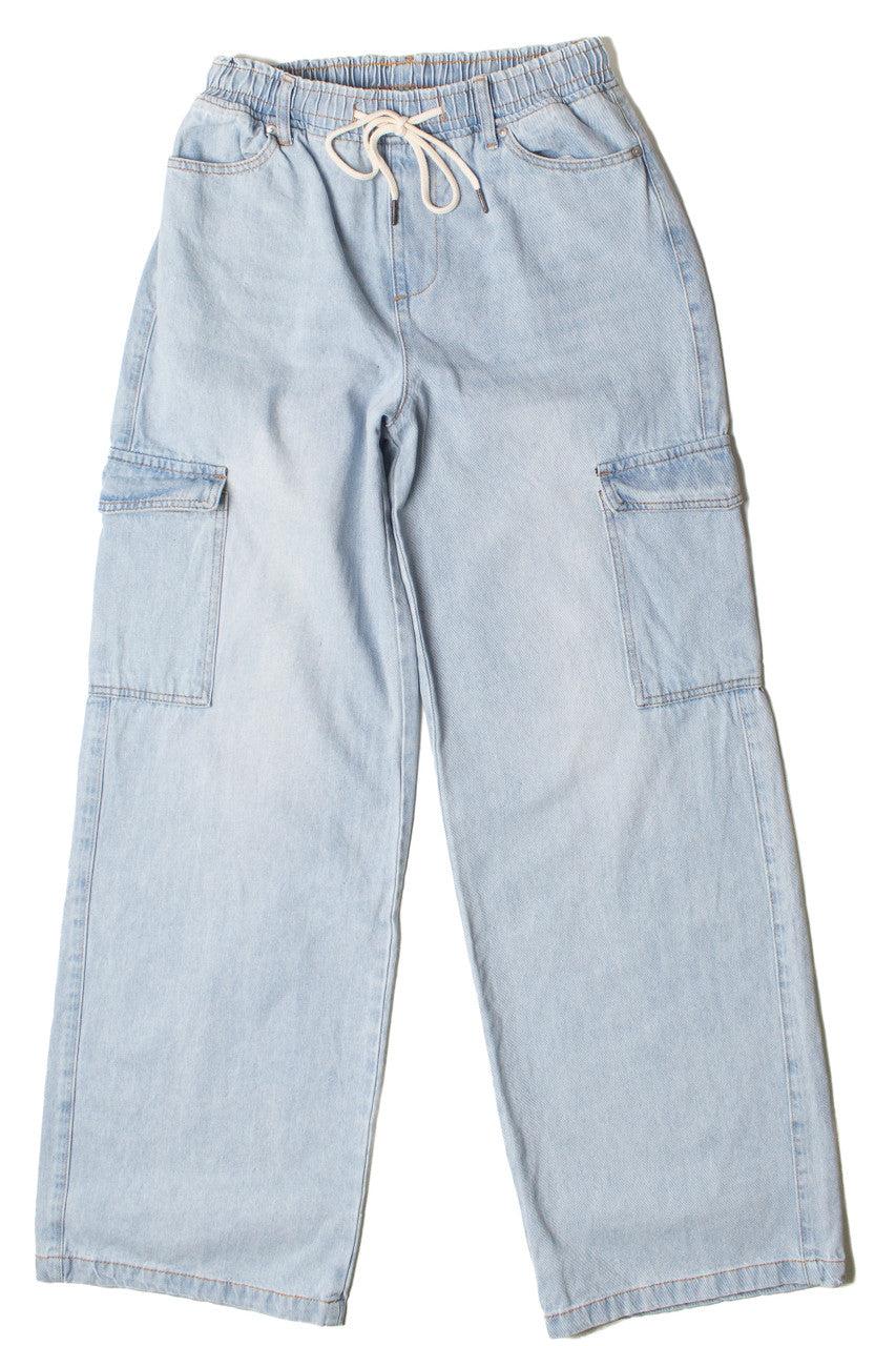 Wide Leg Pull On Cargo Jeans Product Image