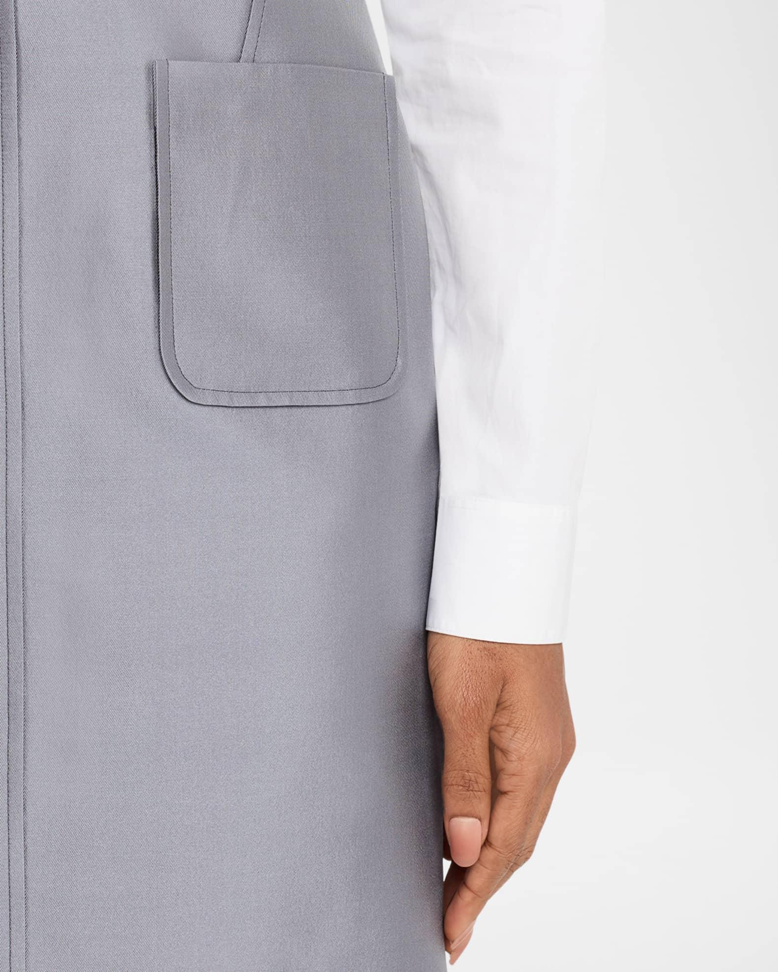 Patch-Pockets Sleeveless Wool-Silk Midi Dress Product Image